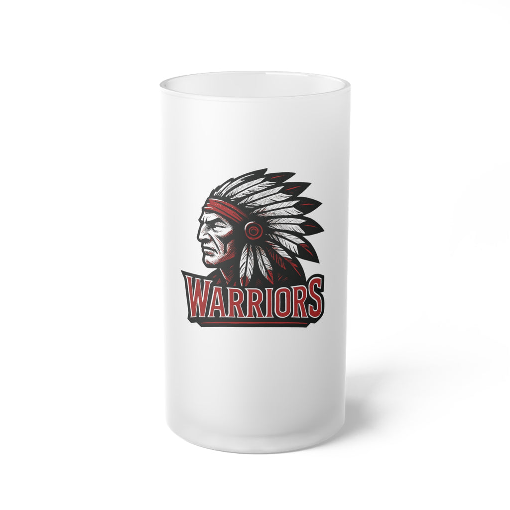 Warriors Frosted Glass Beer Mug — 16oz. Beer Stein