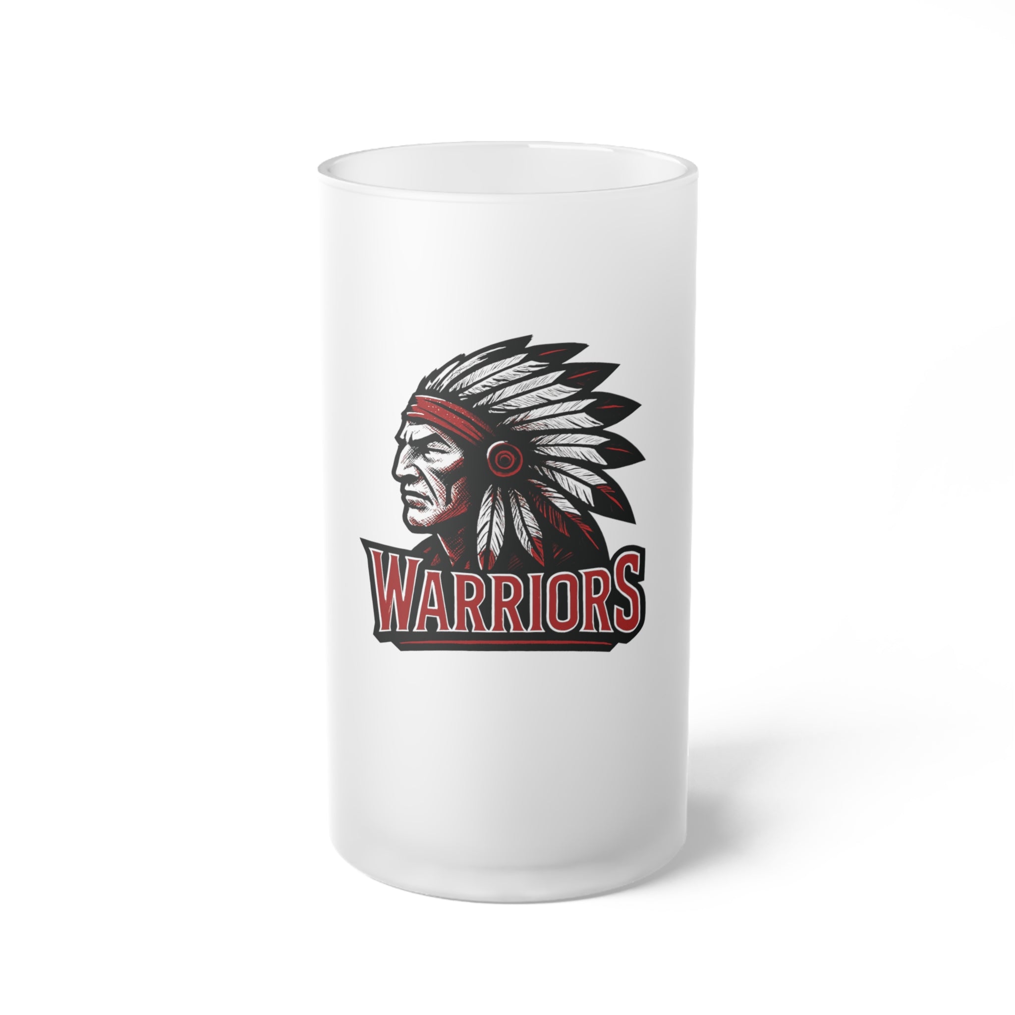 Warriors Frosted Glass Beer Mug — 16oz. Beer Stein