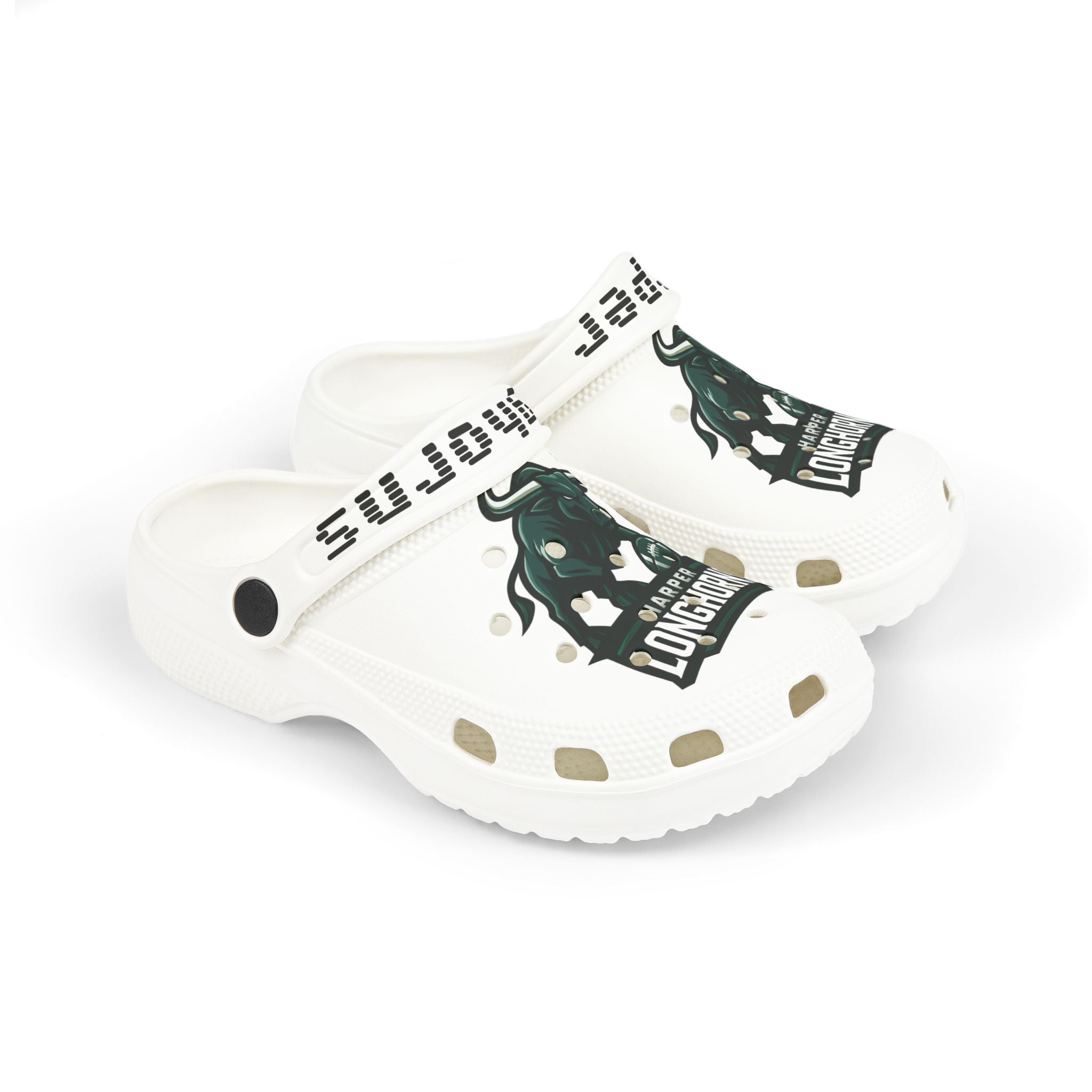 Little Kids' Longhorns Graphic Foam Clogs — White EVA Slip-On with Team Mascot