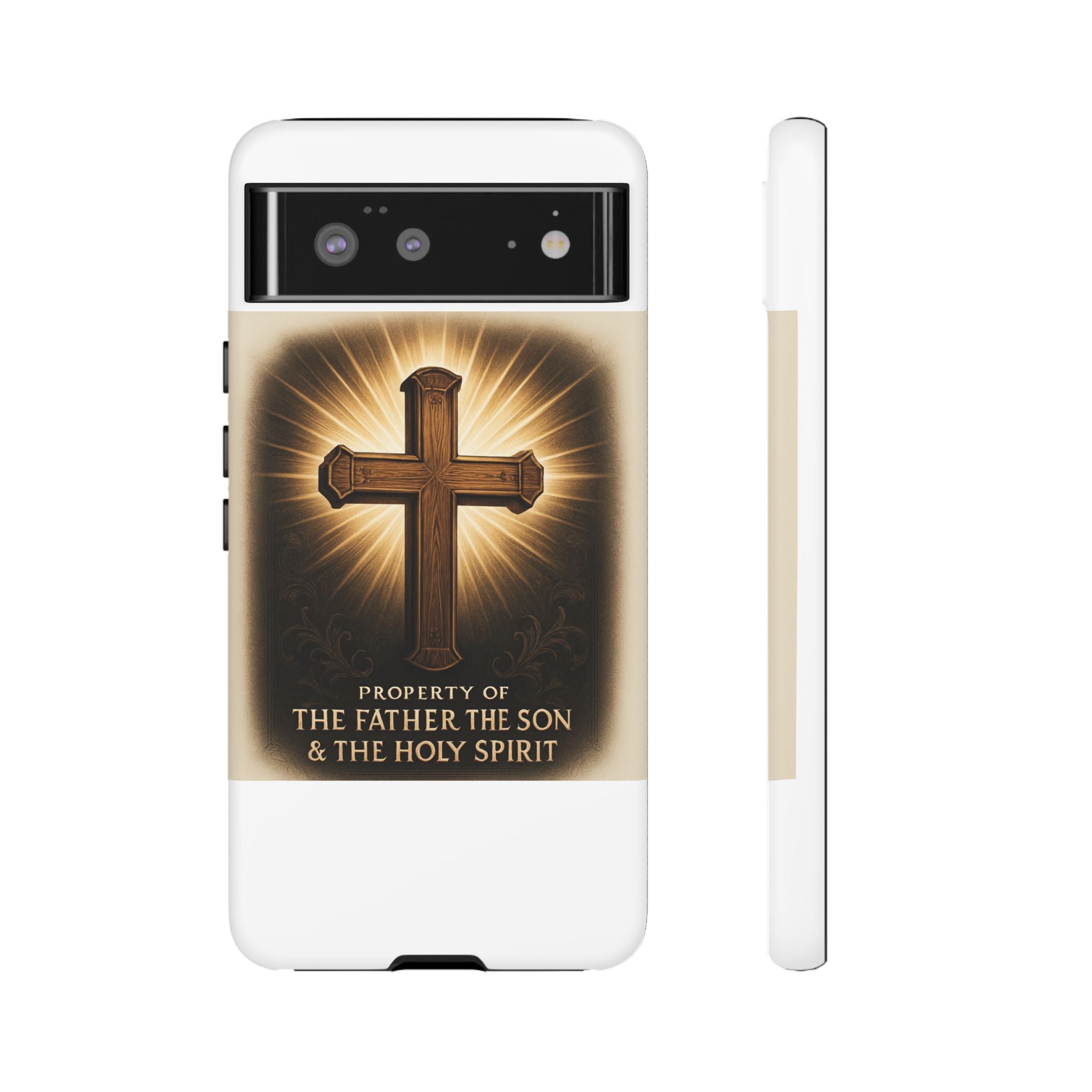 Christian Cross Phone Case — "Property of The Father, The Son & The Holy Spirit"