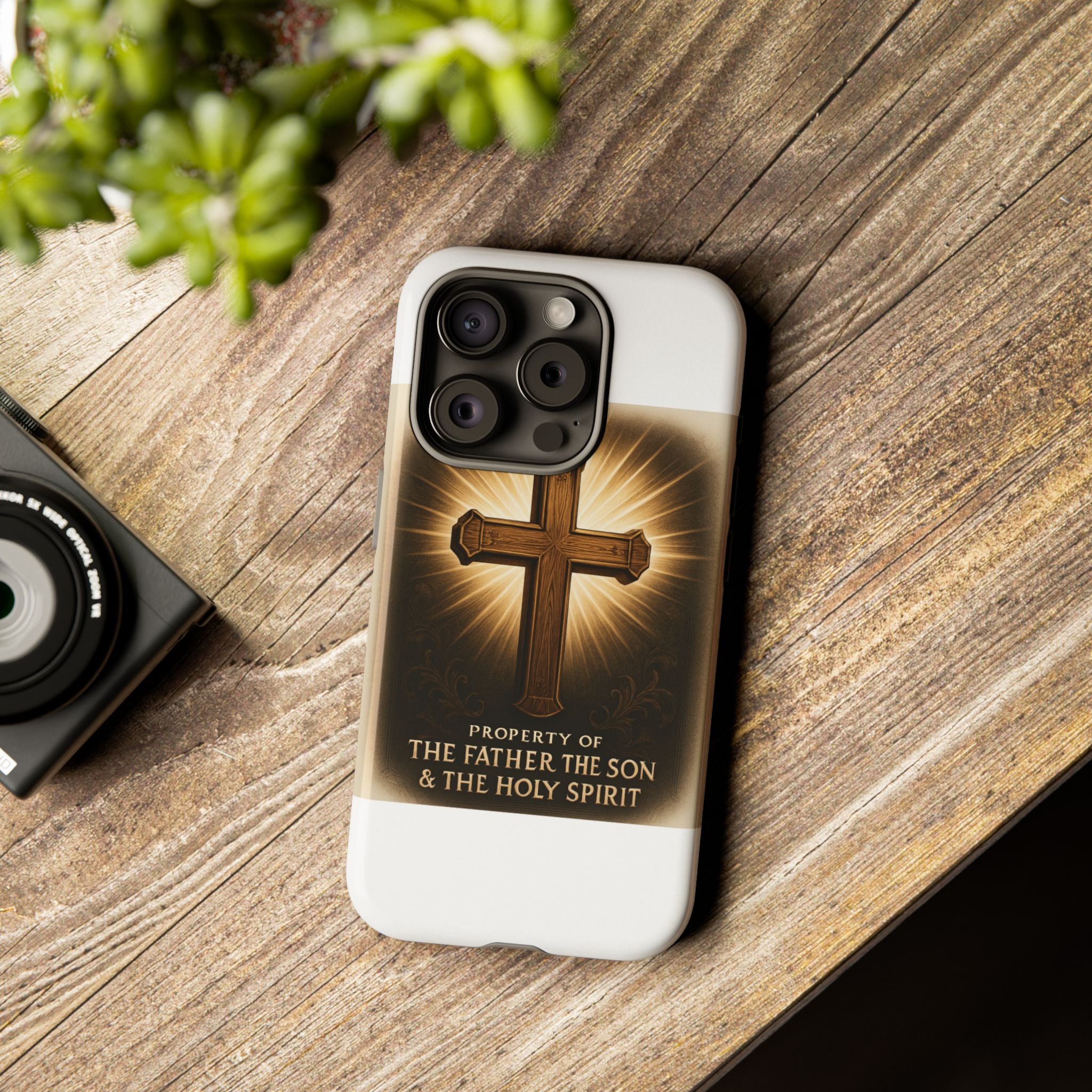 Christian Cross Phone Case — "Property of The Father, The Son & The Holy Spirit"