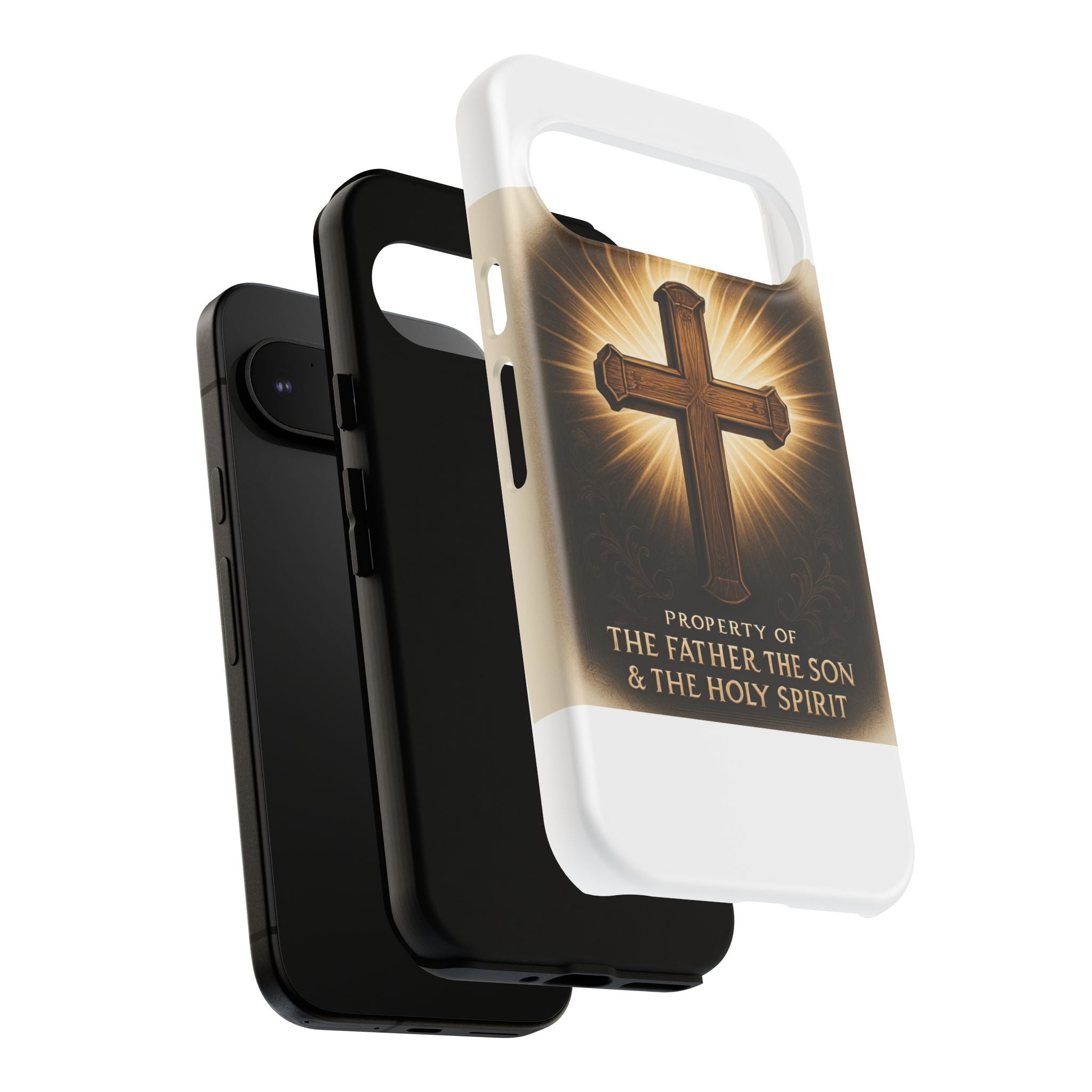 Christian Cross Phone Case — "Property of The Father, The Son & The Holy Spirit"