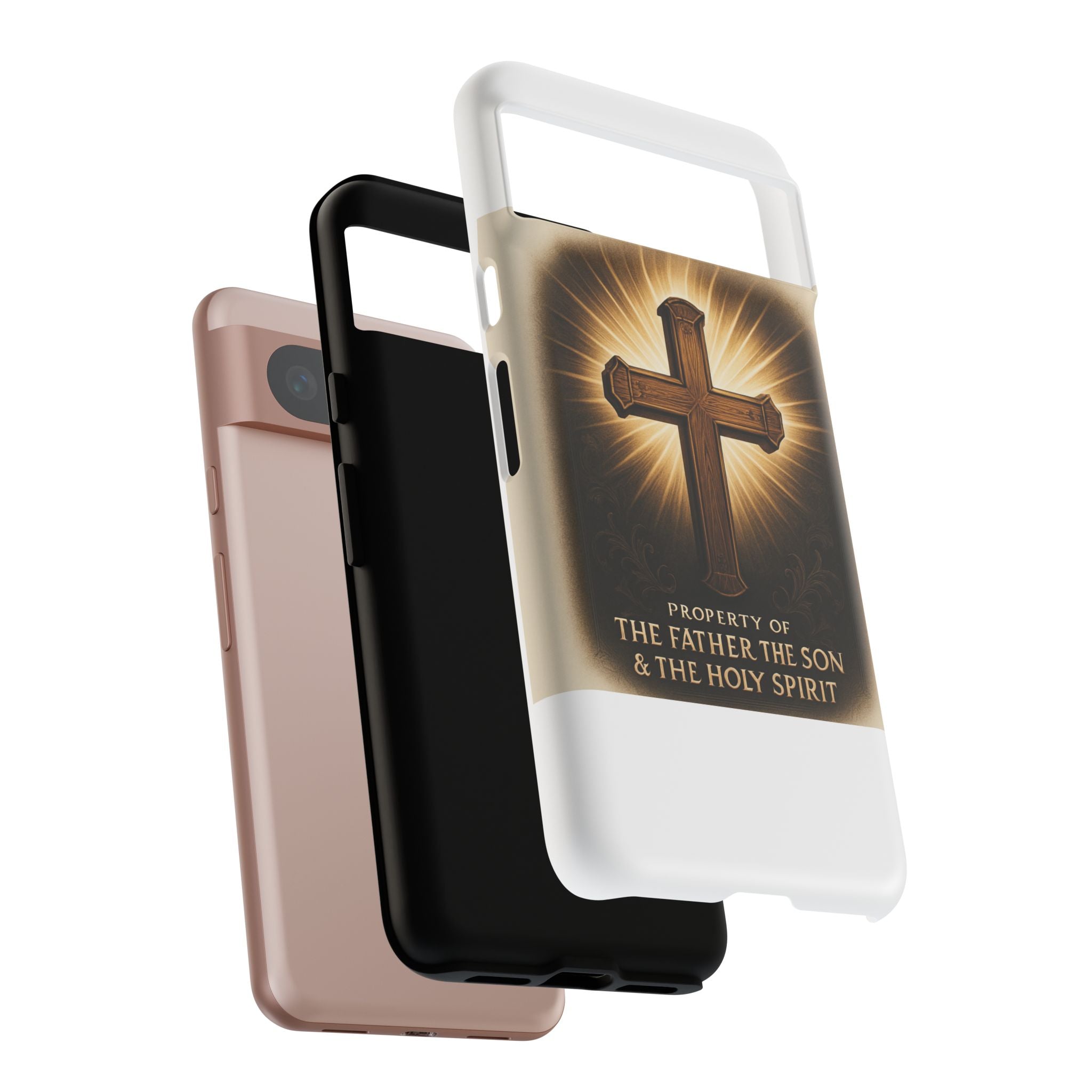 Christian Cross Phone Case — "Property of The Father, The Son & The Holy Spirit"