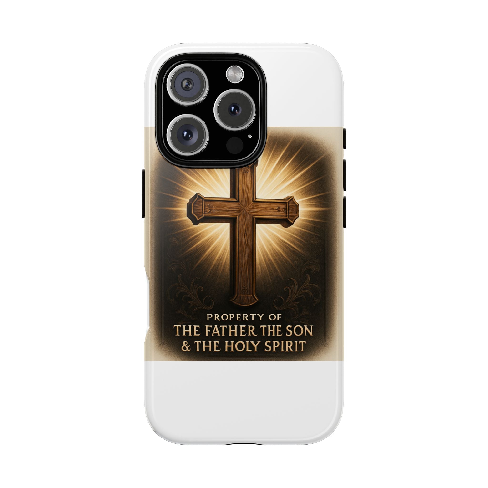 Christian Cross Phone Case — "Property of The Father, The Son & The Holy Spirit"