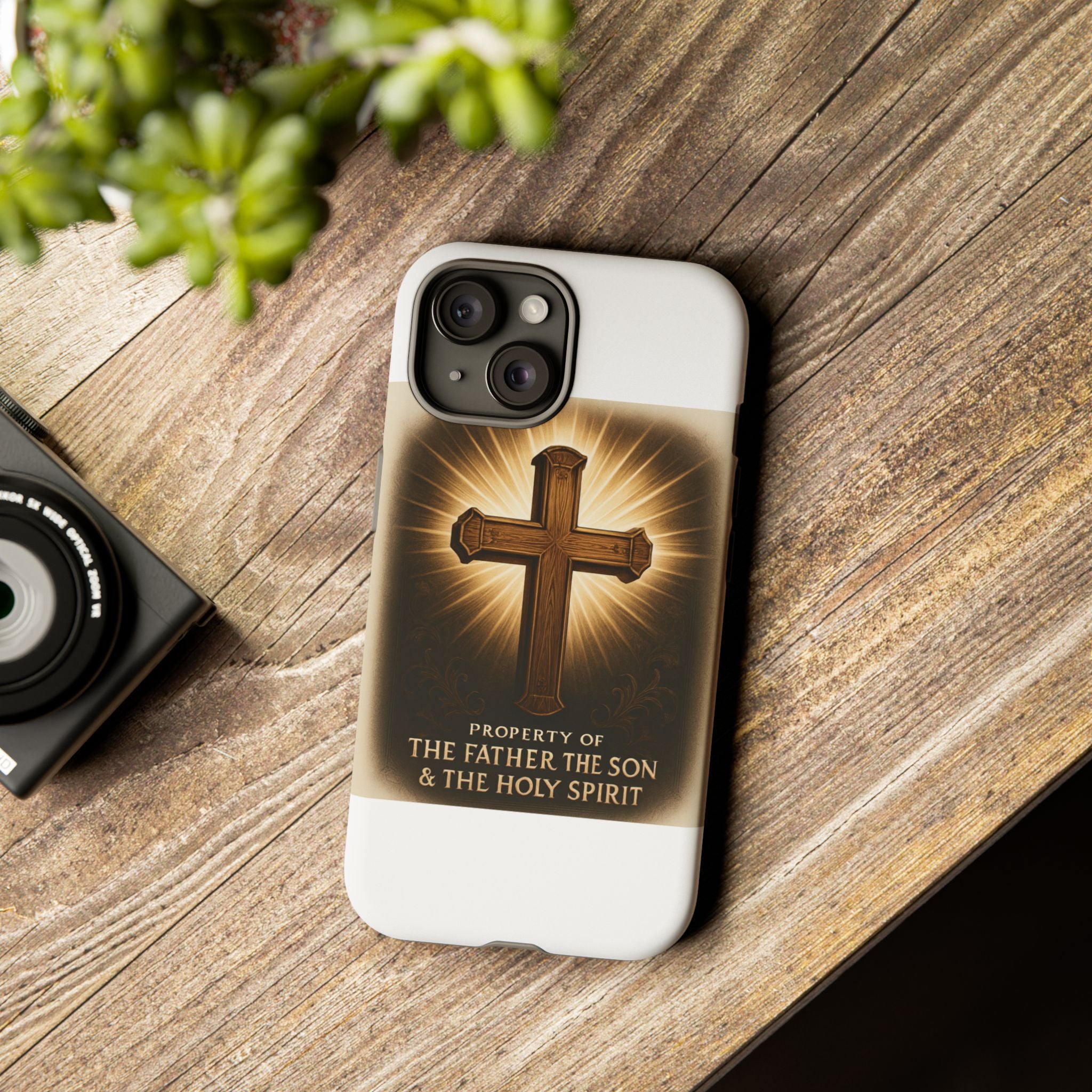 Christian Cross Phone Case — "Property of The Father, The Son & The Holy Spirit"