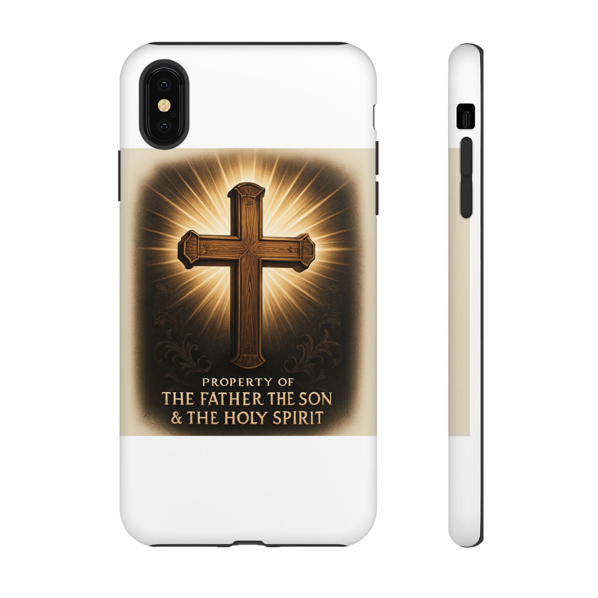 Christian Cross Phone Case — "Property of The Father, The Son & The Holy Spirit"