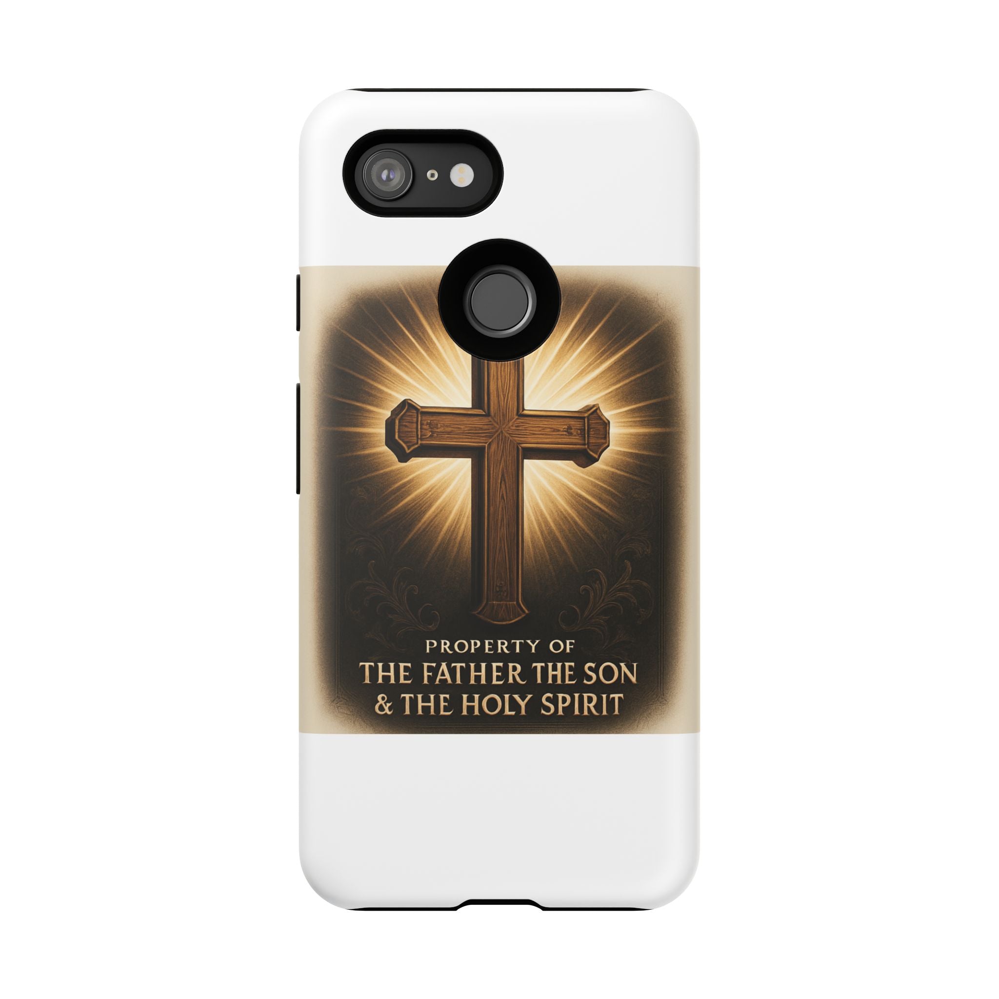 Christian Cross Phone Case — "Property of The Father, The Son & The Holy Spirit"