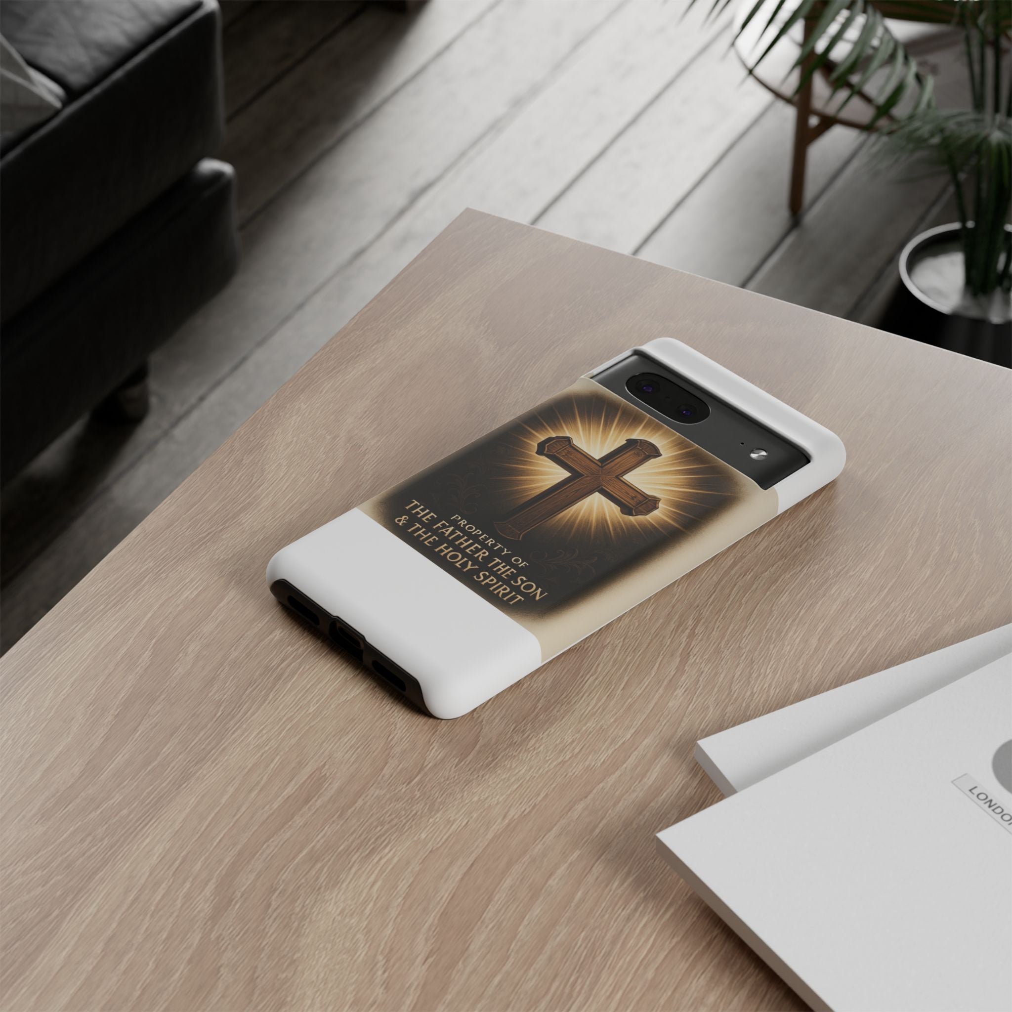 Christian Cross Phone Case — "Property of The Father, The Son & The Holy Spirit"