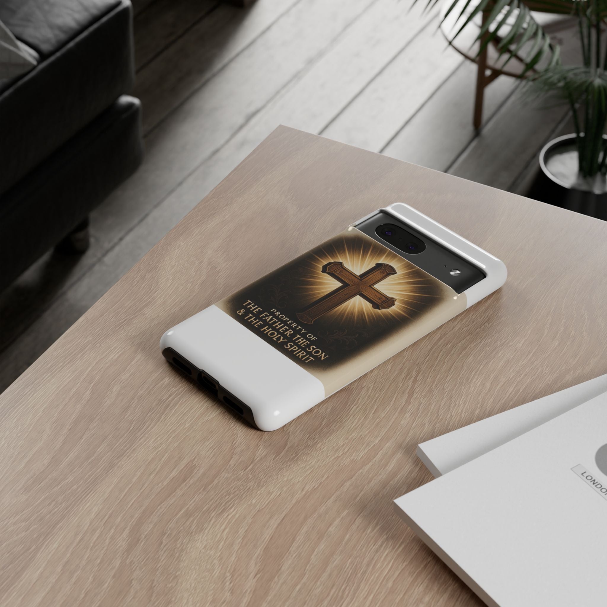 Christian Cross Phone Case — "Property of The Father, The Son & The Holy Spirit"