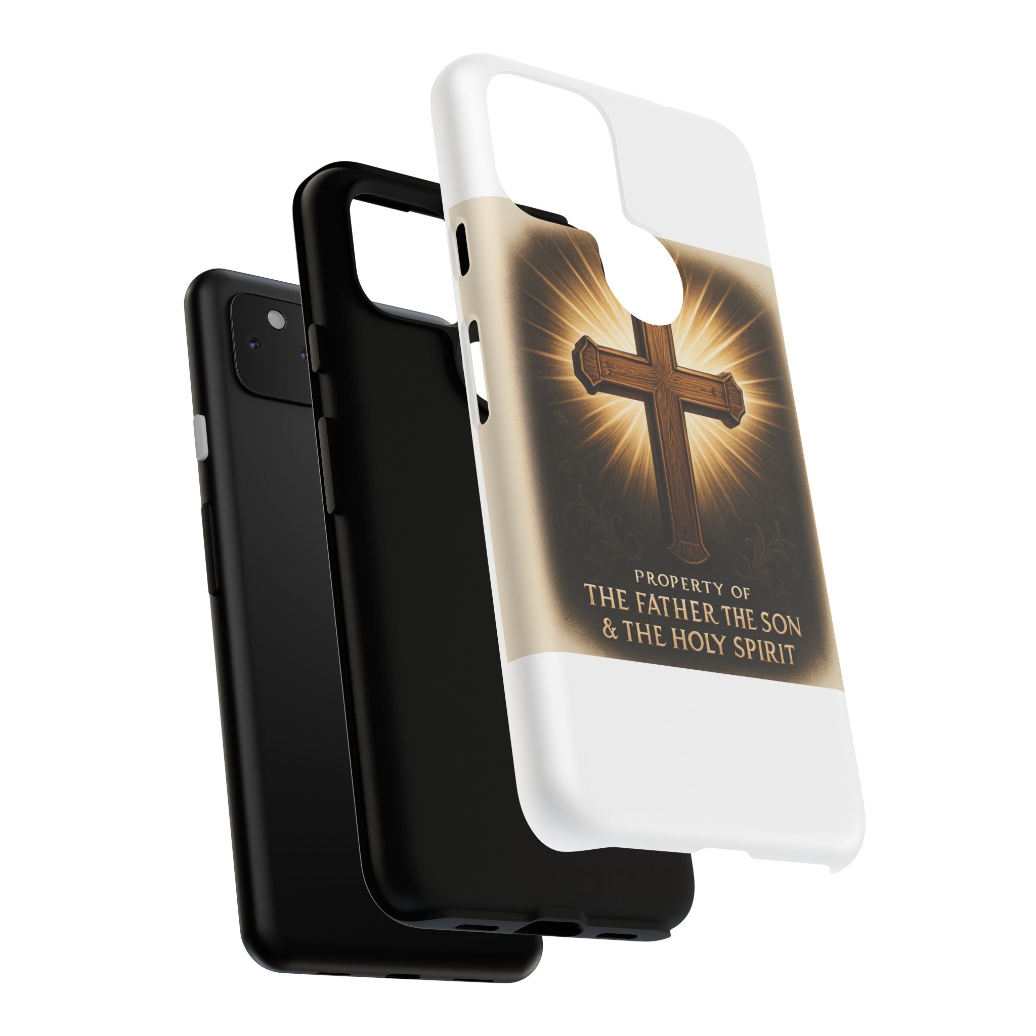 Christian Cross Phone Case — "Property of The Father, The Son & The Holy Spirit"