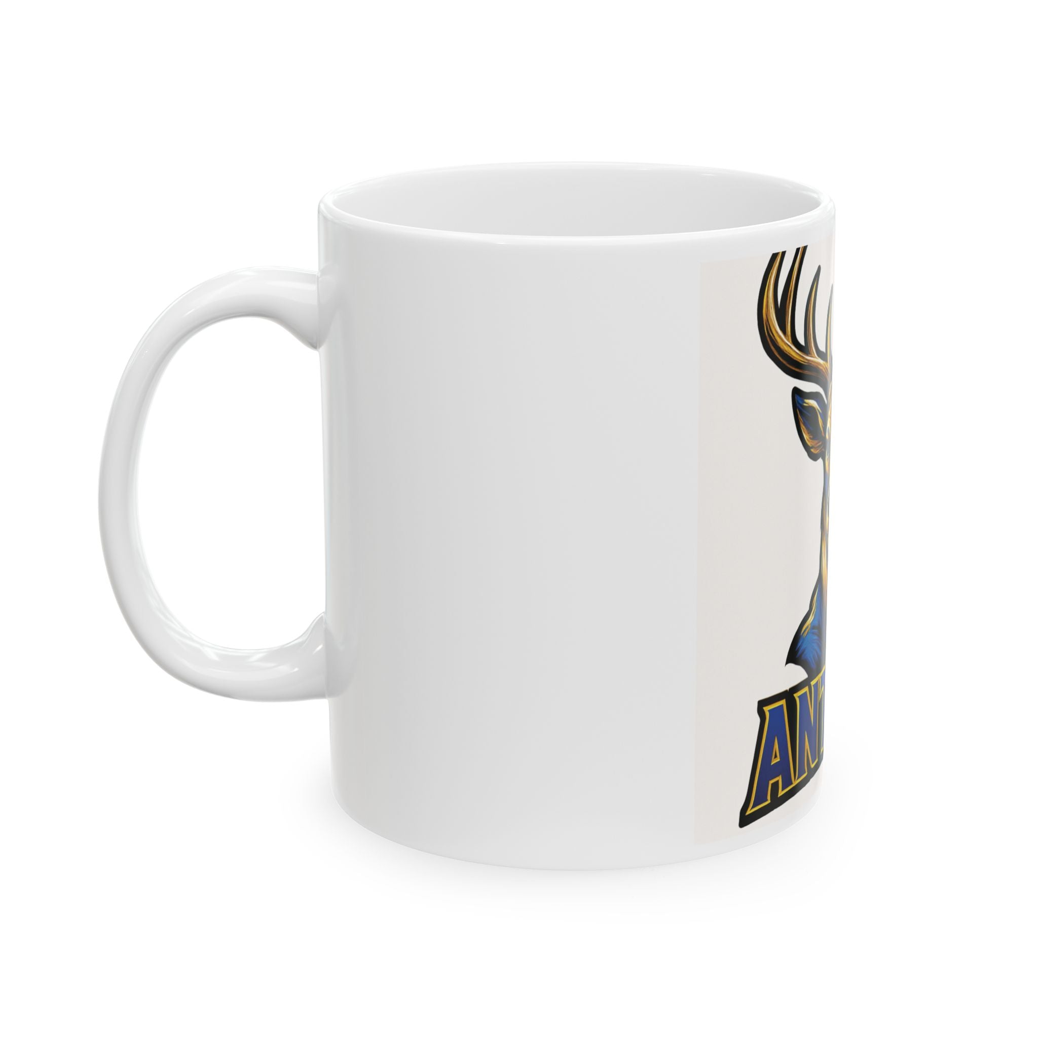Tivy Antlers Stag Ceramic Mug — Bold Deer Head Coffee Cup (11oz, 15oz)