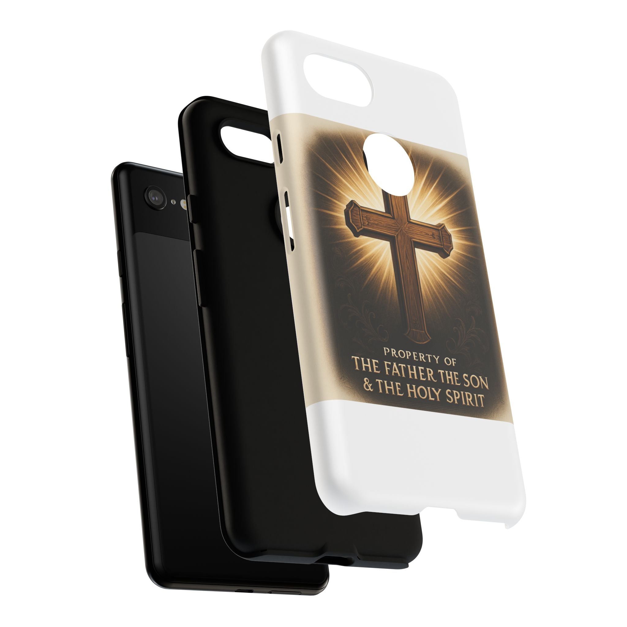 Christian Cross Phone Case — "Property of The Father, The Son & The Holy Spirit"