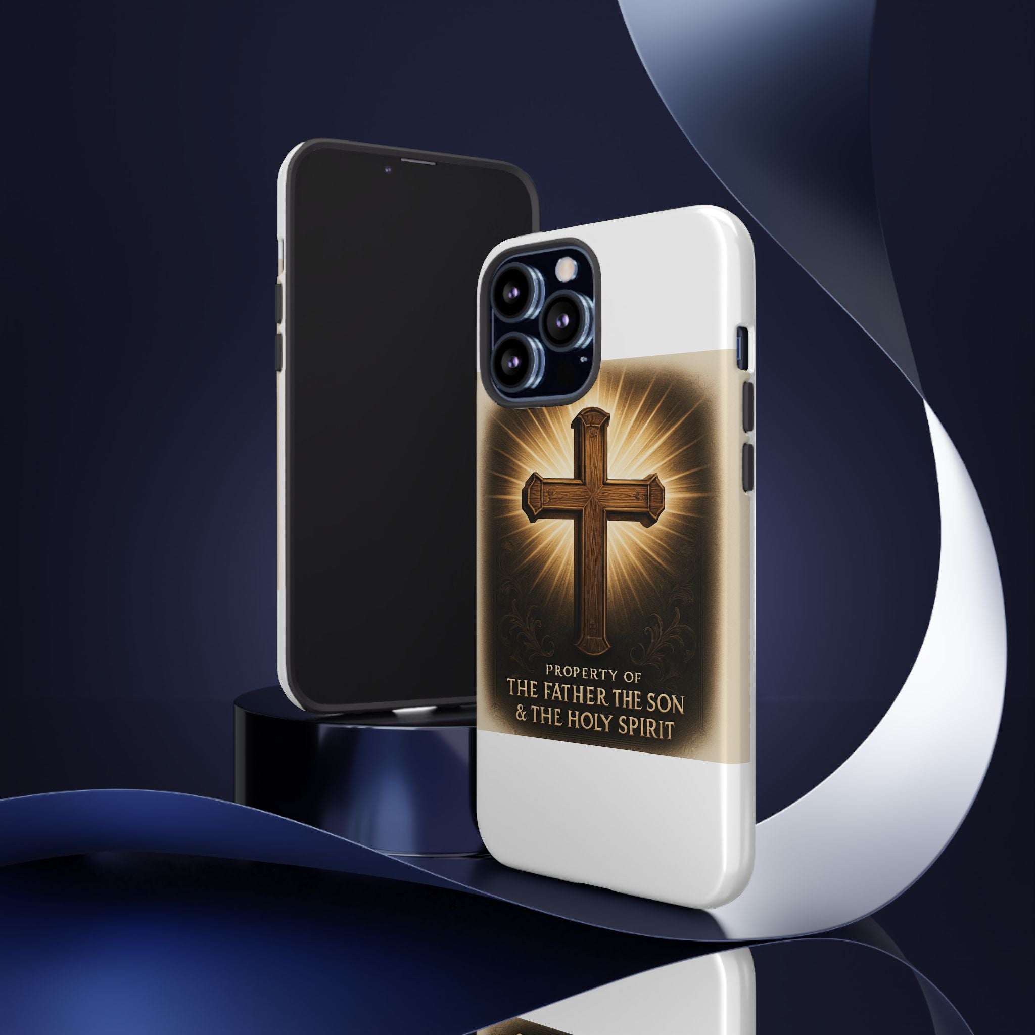 Christian Cross Phone Case — "Property of The Father, The Son & The Holy Spirit"