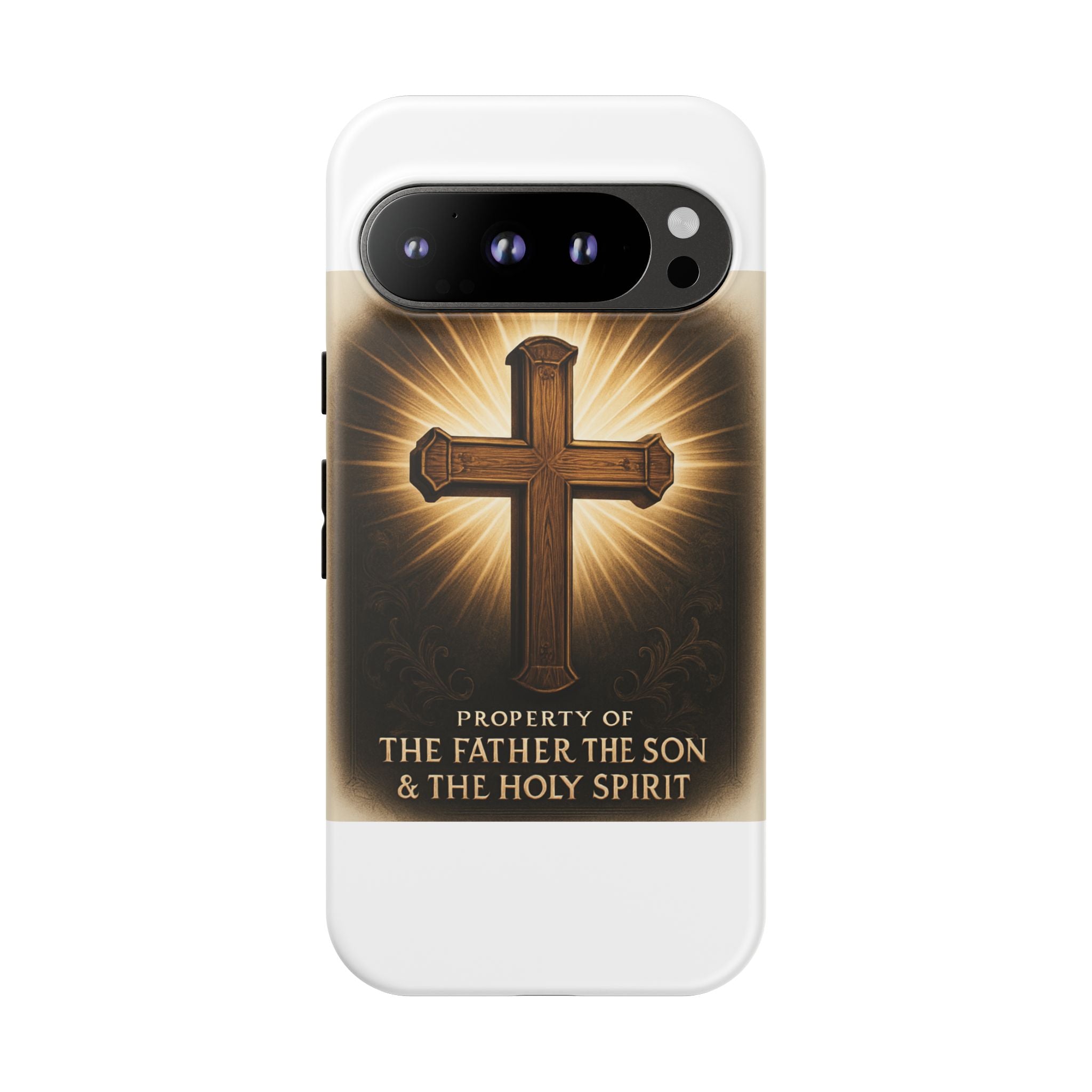 Christian Cross Phone Case — "Property of The Father, The Son & The Holy Spirit"