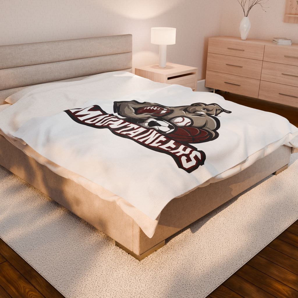 Mountaineers Sports Mascot Velveteen Plush Blanket — Football, Soccer & Basketball Team Throw