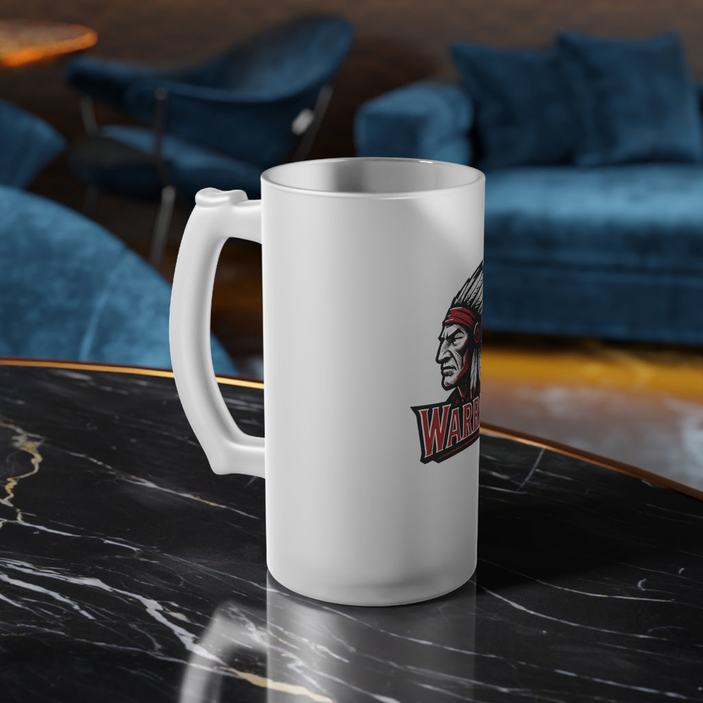 Warriors Frosted Glass Beer Mug — 16oz. Beer Stein