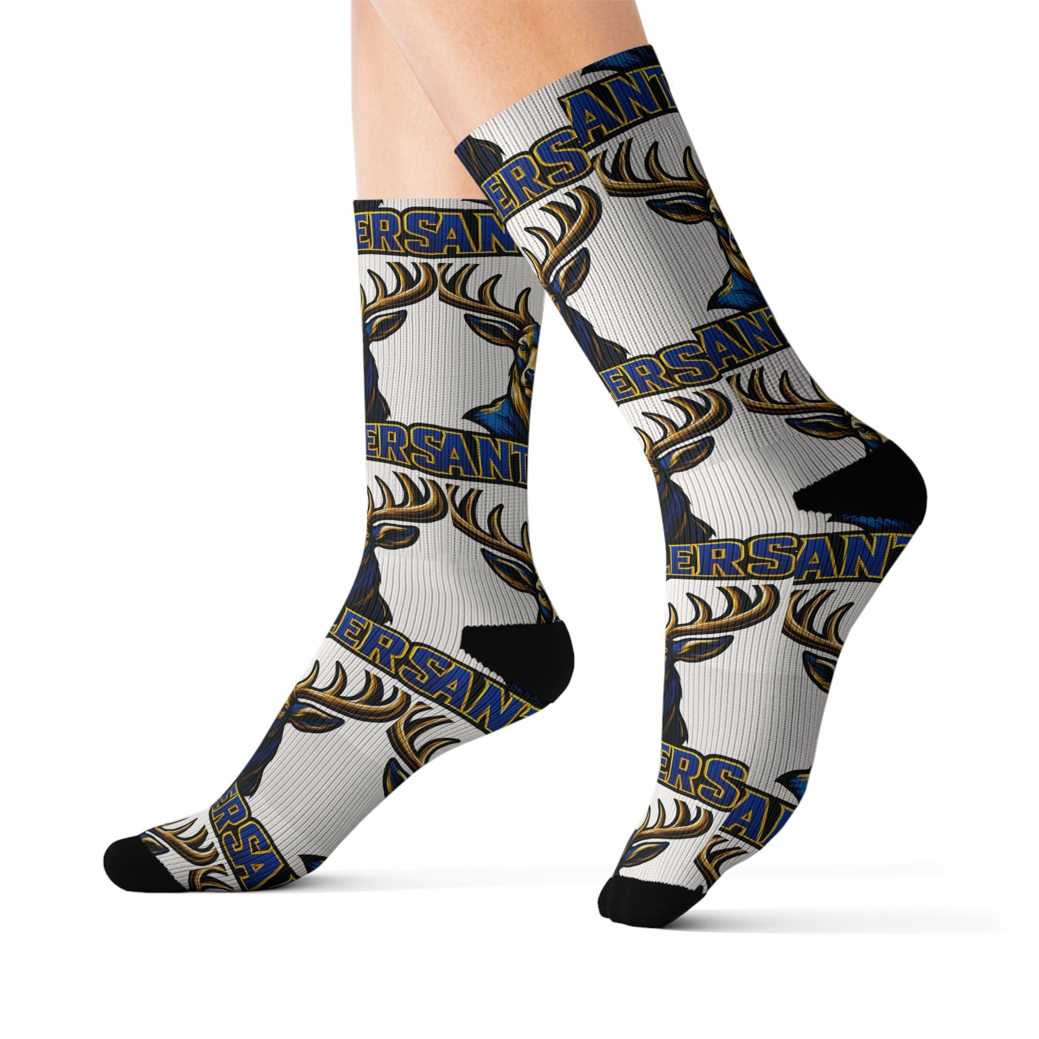 Antlers Team Logo Socks — Custom Sublimation Sports Crew Socks