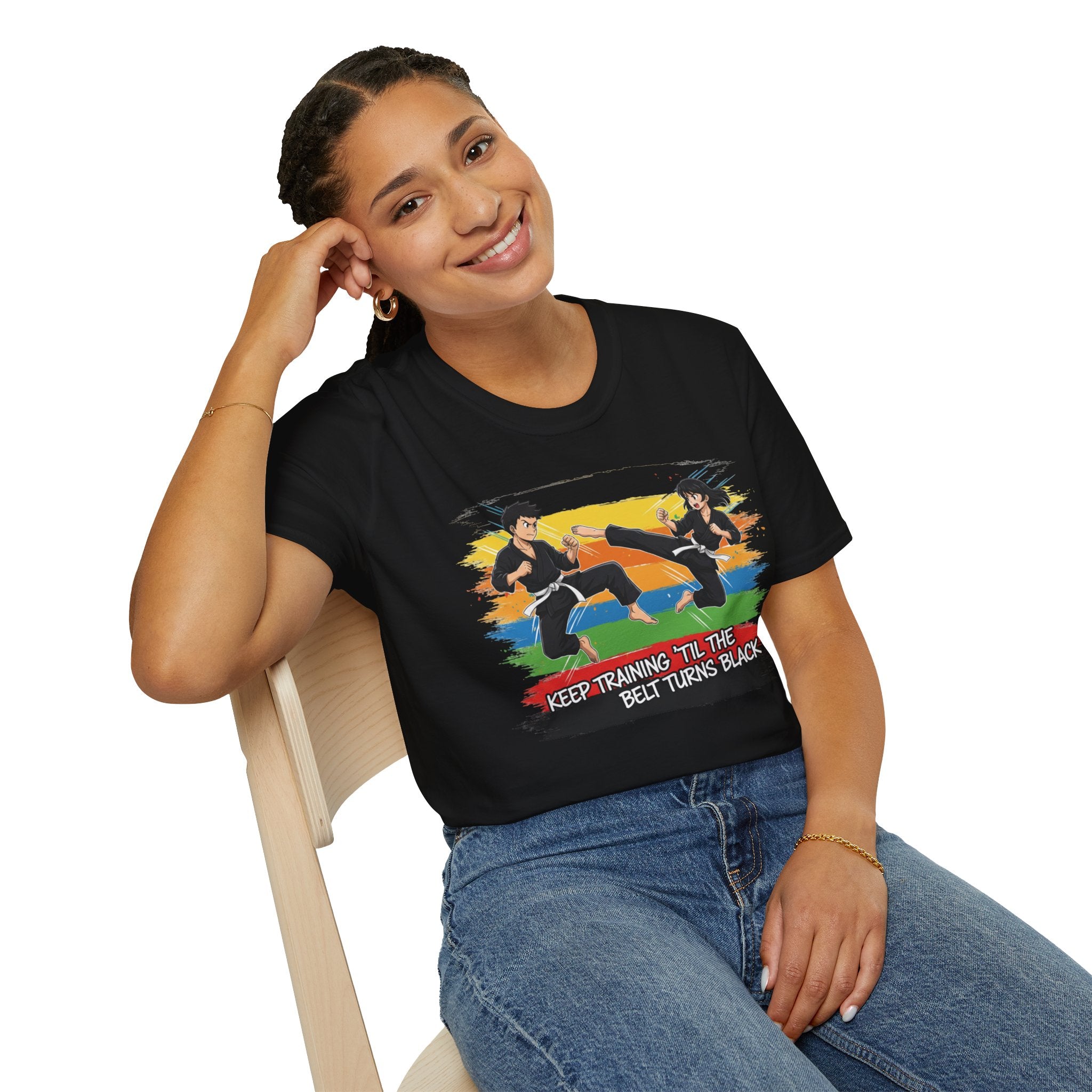 Adult "Keep Training 'Til The Belt Turns Black" Graphic Tee