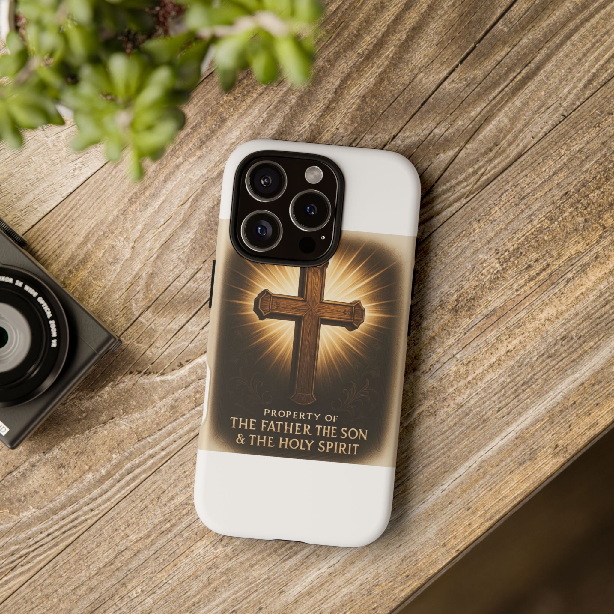 Christian Cross Phone Case — "Property of The Father, The Son & The Holy Spirit"