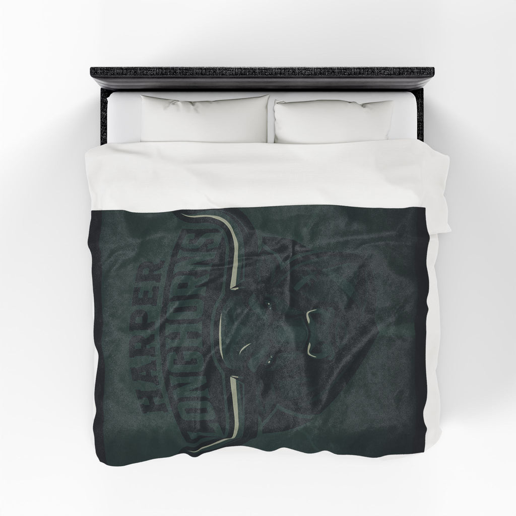 Harper Longhorns Plush Blanket – Cozy Team Spirit Throw for Fans-Black
