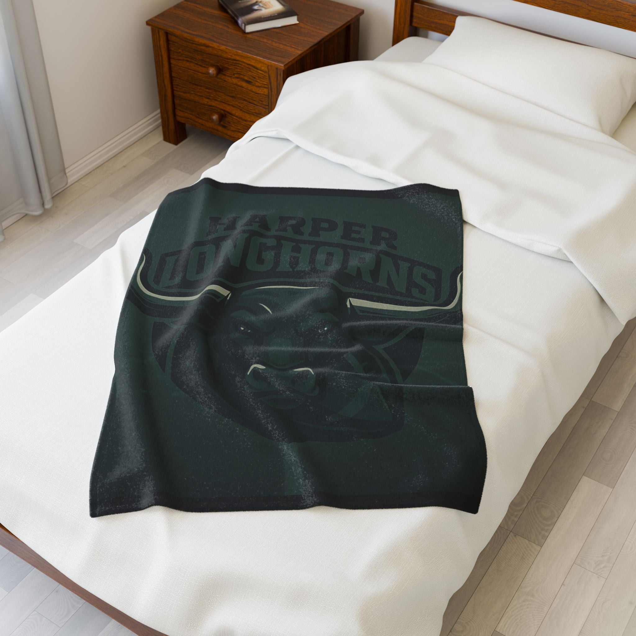 Harper Longhorns Plush Blanket – Cozy Team Spirit Throw for Fans-Black