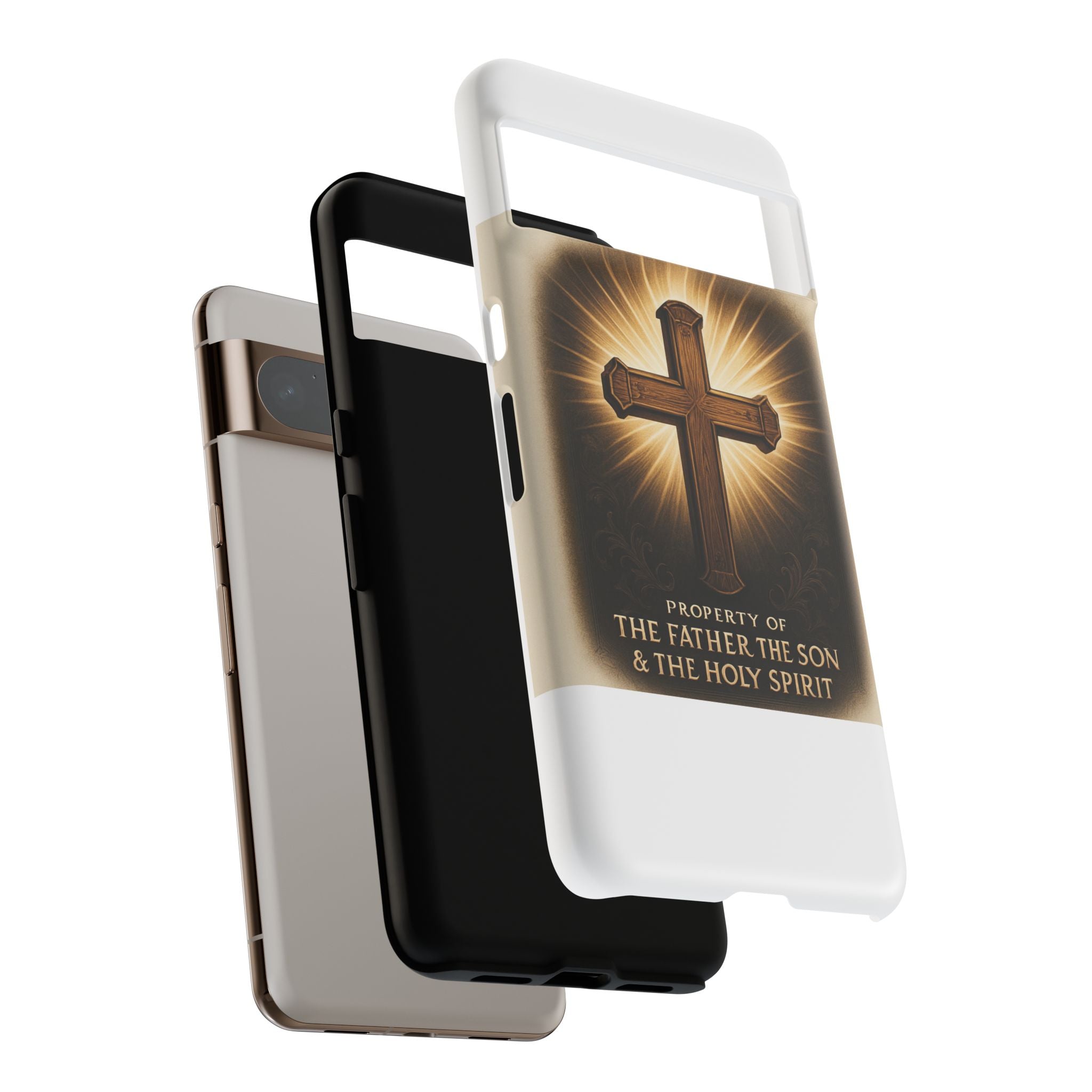 Christian Cross Phone Case — "Property of The Father, The Son & The Holy Spirit"