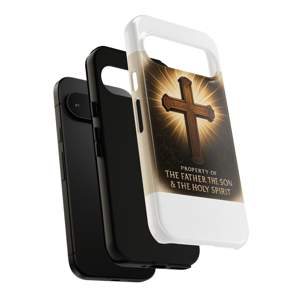 Christian Cross Phone Case — "Property of The Father, The Son & The Holy Spirit"