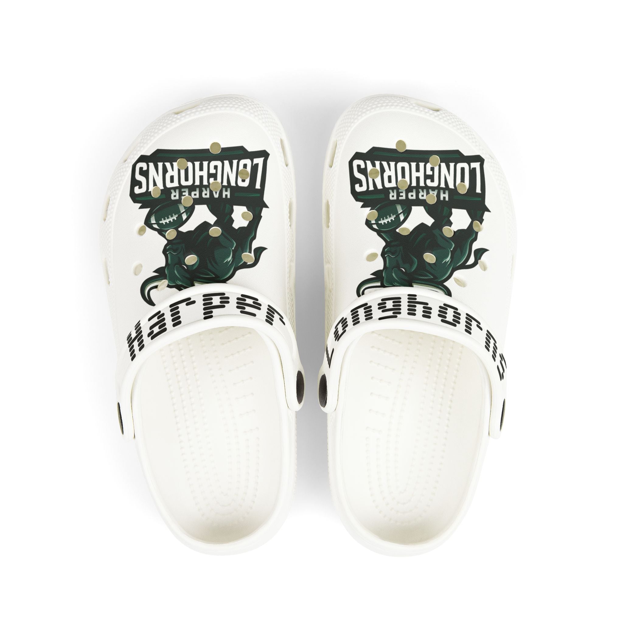 Little Kids' Longhorns Graphic Foam Clogs — White EVA Slip-On with Team Mascot