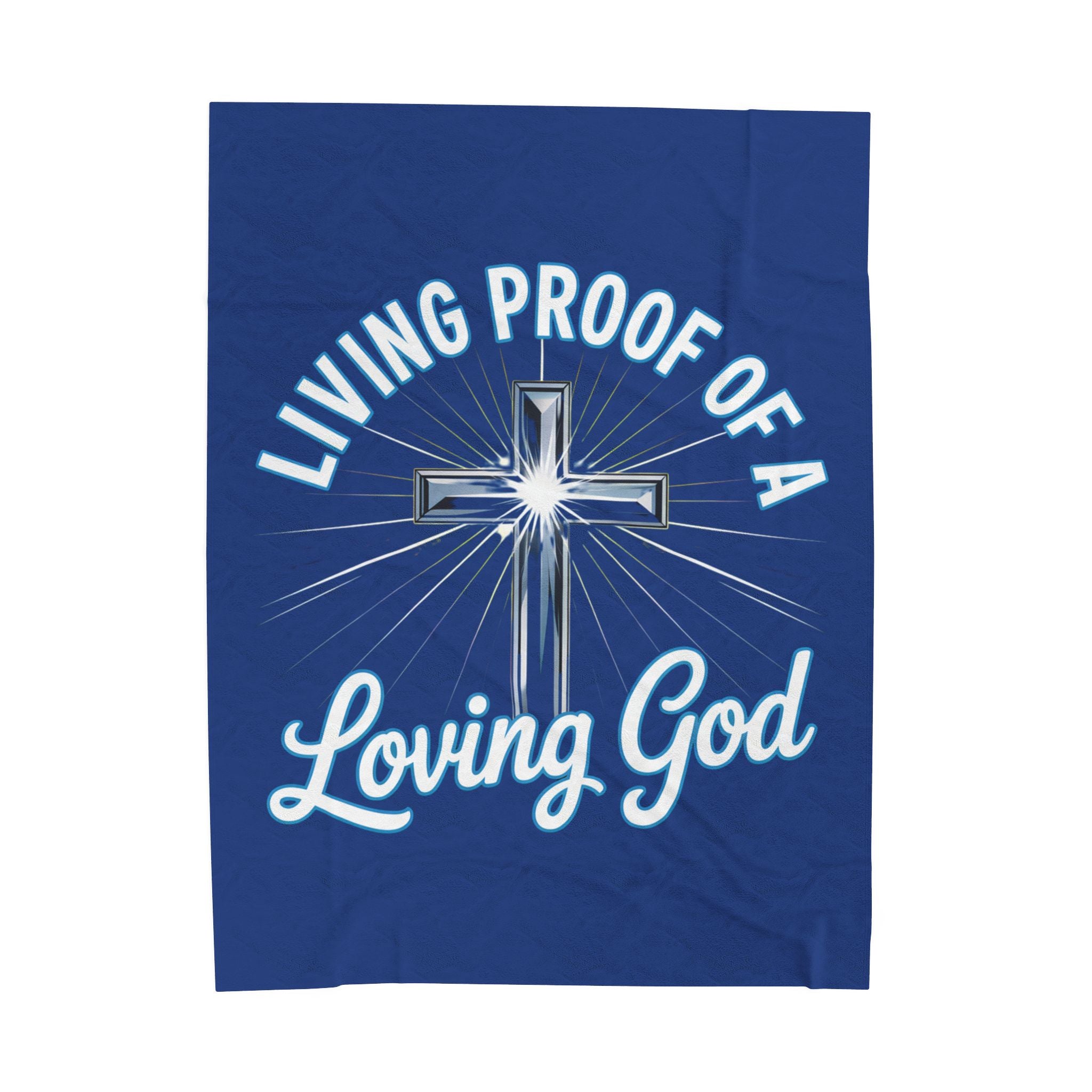 Plush Blanket — "Living Proof of a Loving God" Cross Throw