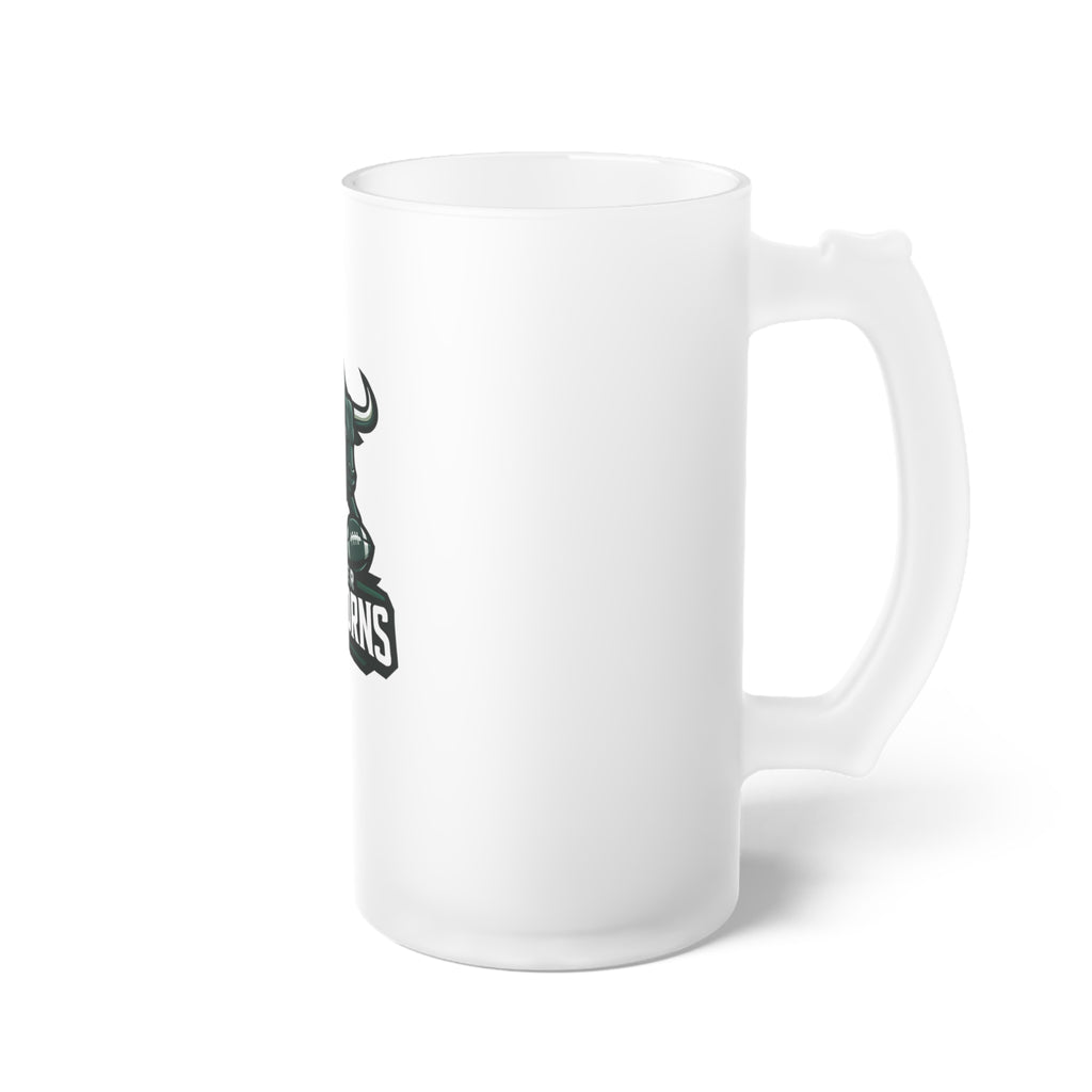 Frosted Glass Beer Mug — Harper Longhorns Football Logo