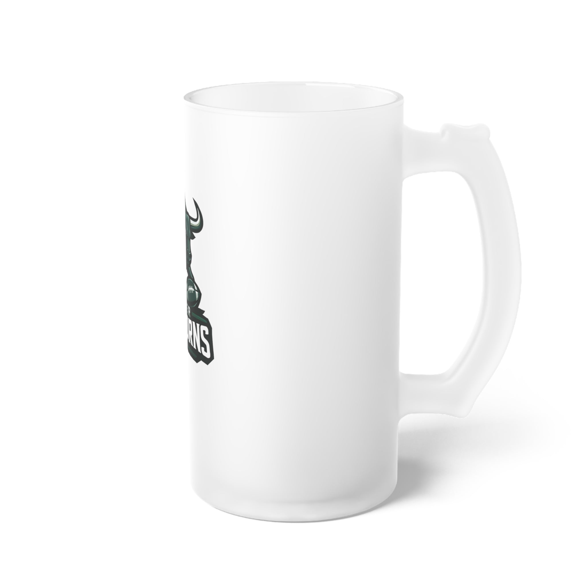 Frosted Glass Beer Mug — Harper Longhorns Football Logo