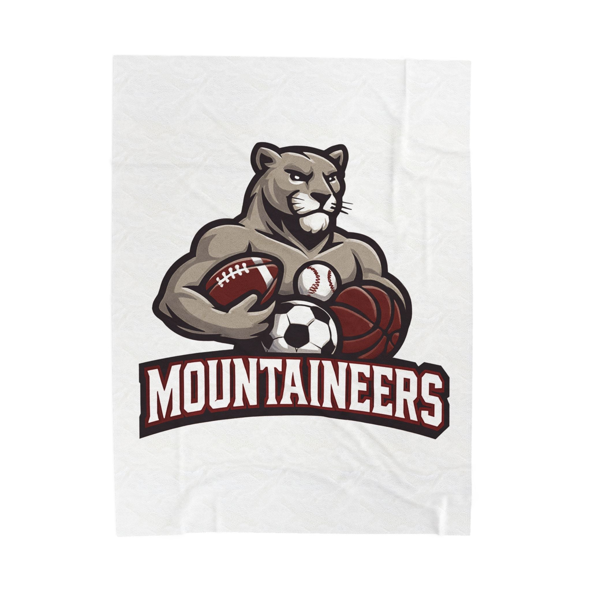 Mountaineers Sports Mascot Velveteen Plush Blanket — Football, Soccer & Basketball Team Throw