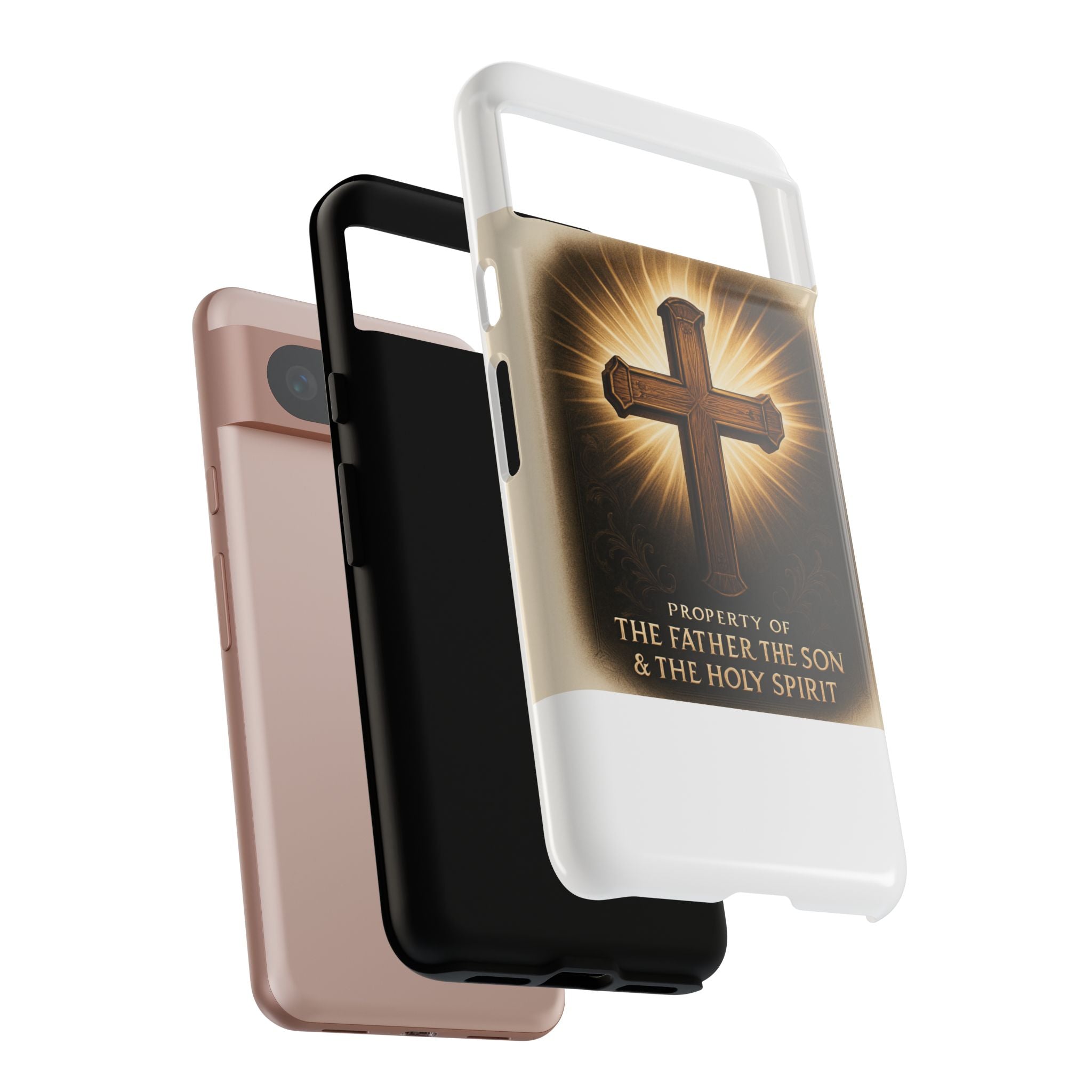 Christian Cross Phone Case — "Property of The Father, The Son & The Holy Spirit"