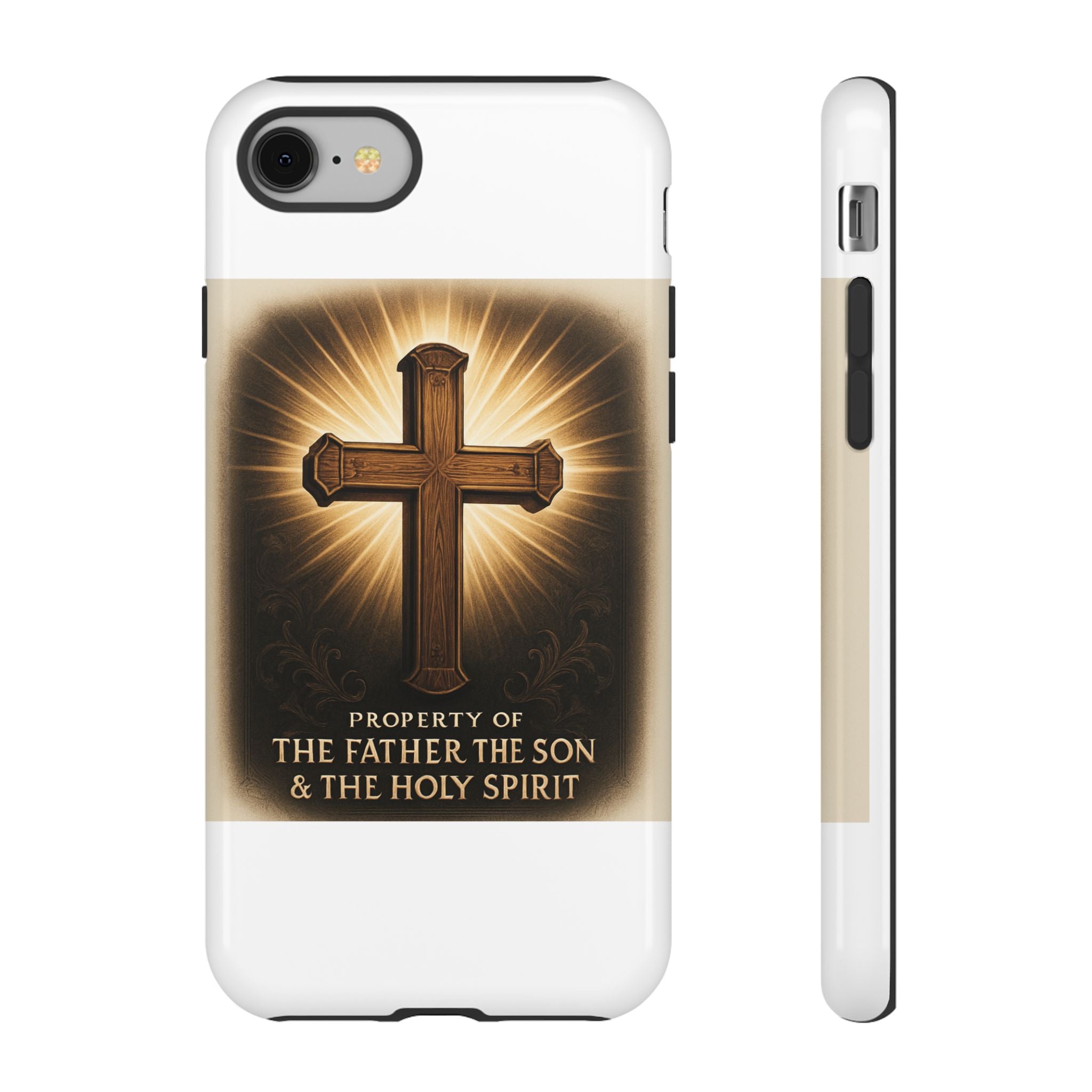 Christian Cross Phone Case — "Property of The Father, The Son & The Holy Spirit"