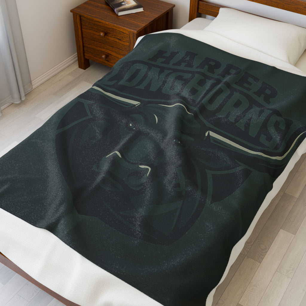 Harper Longhorns Plush Blanket – Cozy Team Spirit Throw for Fans-Black