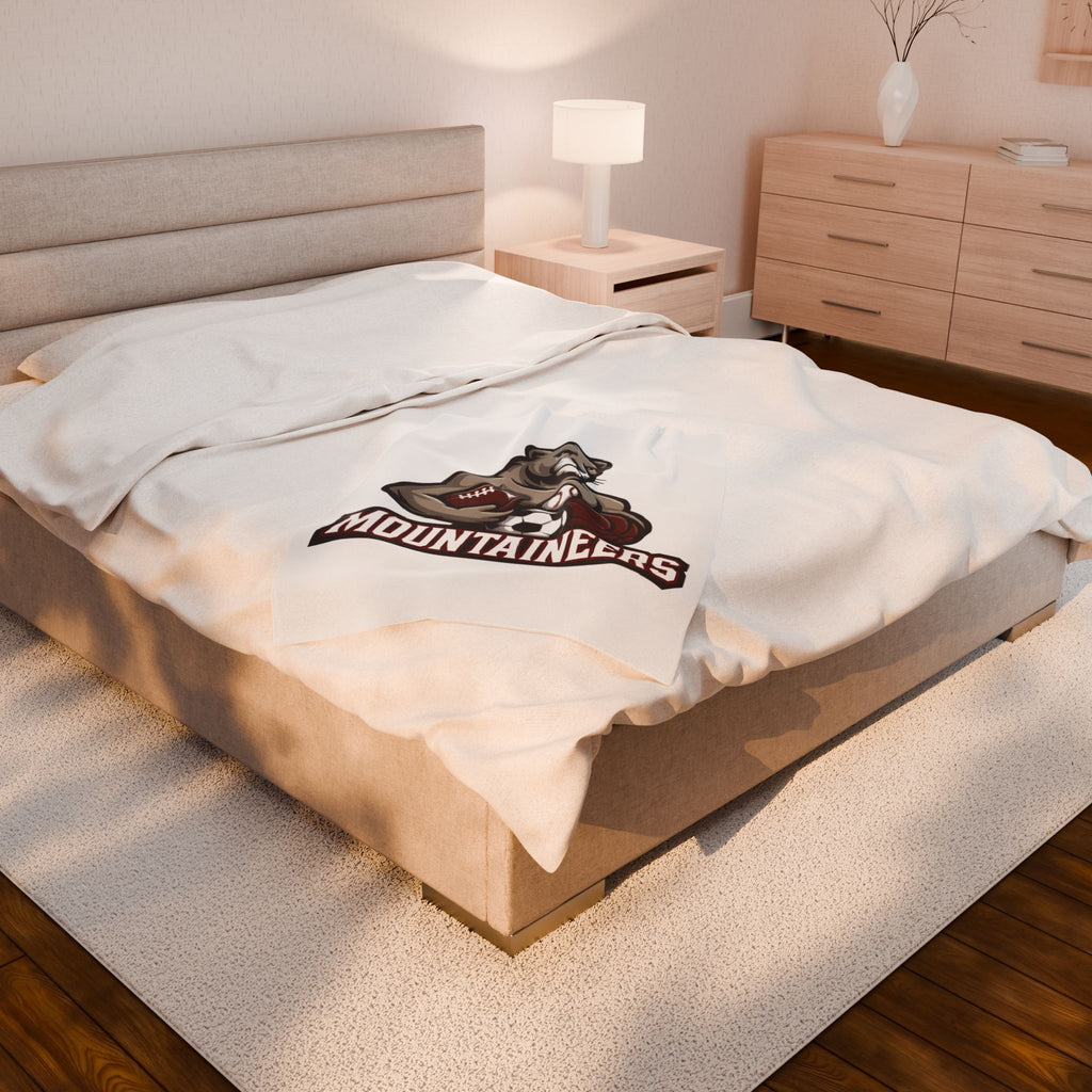 Mountaineers Sports Mascot Velveteen Plush Blanket — Football, Soccer & Basketball Team Throw