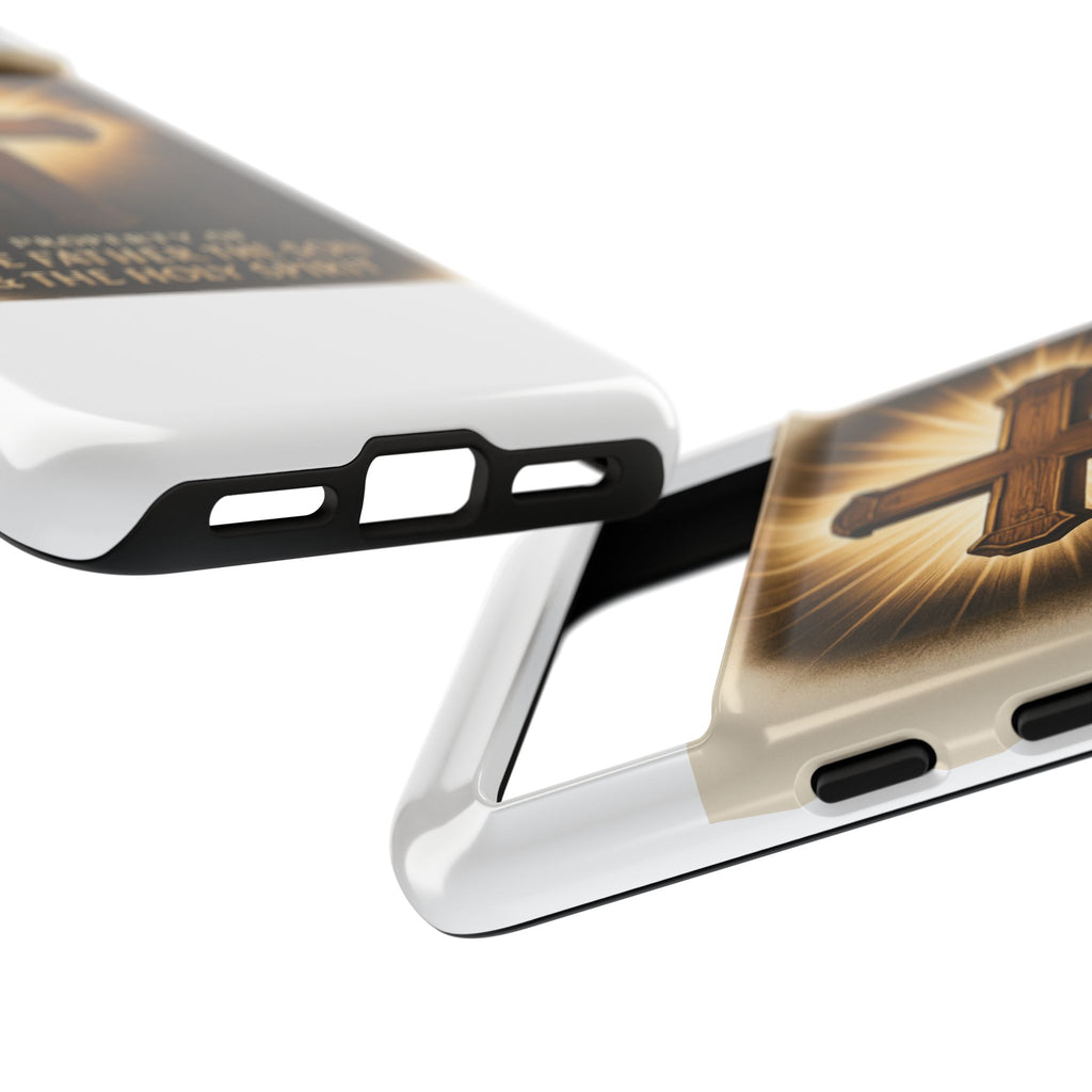 Christian Cross Phone Case — "Property of The Father, The Son & The Holy Spirit"
