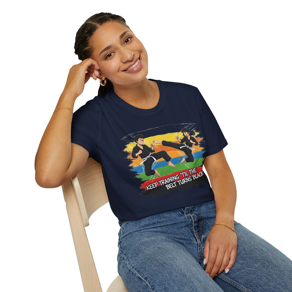 Adult "Keep Training 'Til The Belt Turns Black" Graphic Tee