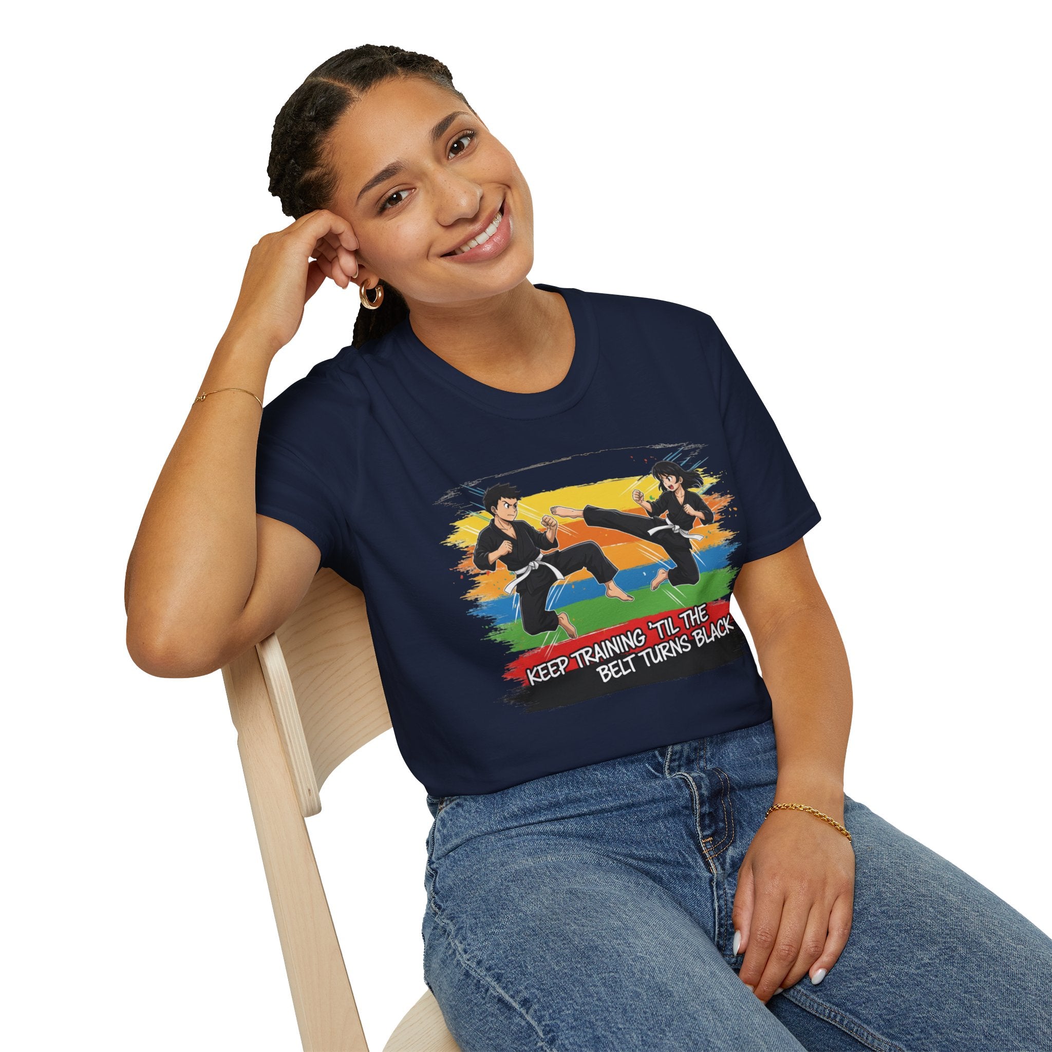 Adult "Keep Training 'Til The Belt Turns Black" Graphic Tee