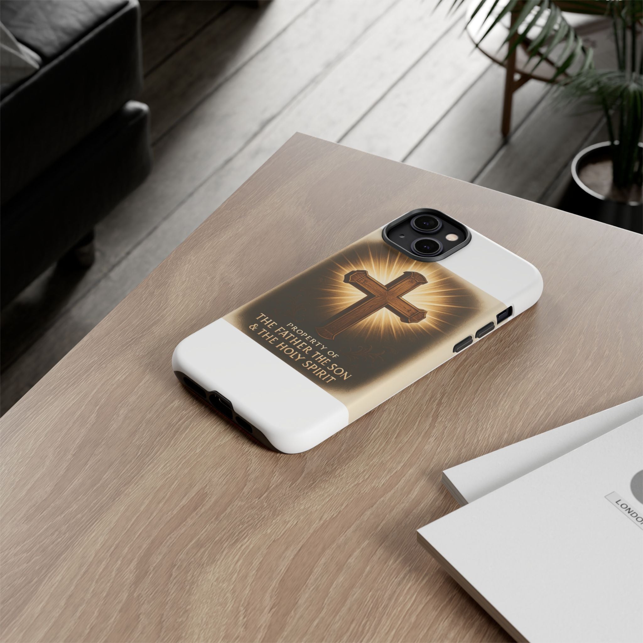 Christian Cross Phone Case — "Property of The Father, The Son & The Holy Spirit"