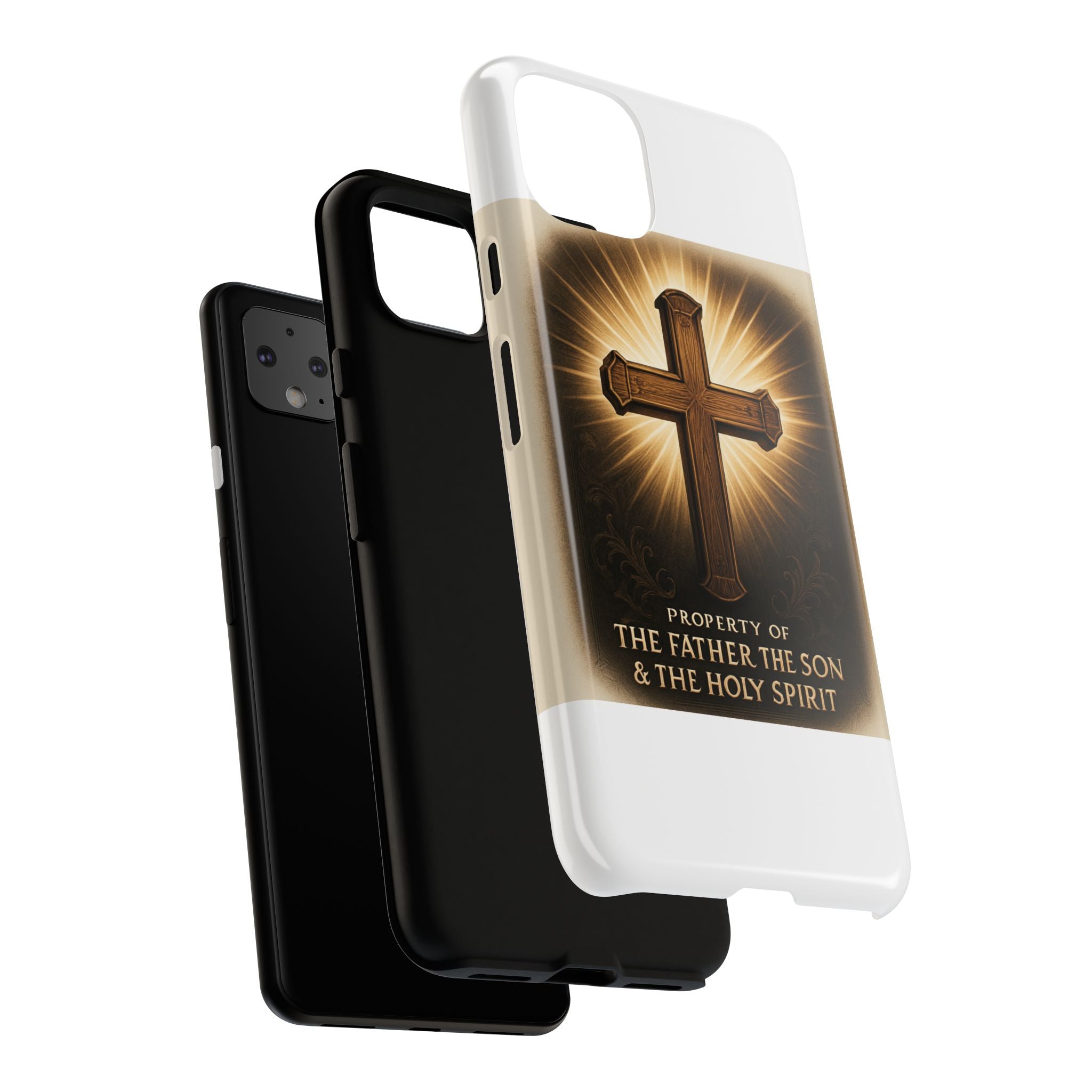 Christian Cross Phone Case — "Property of The Father, The Son & The Holy Spirit"