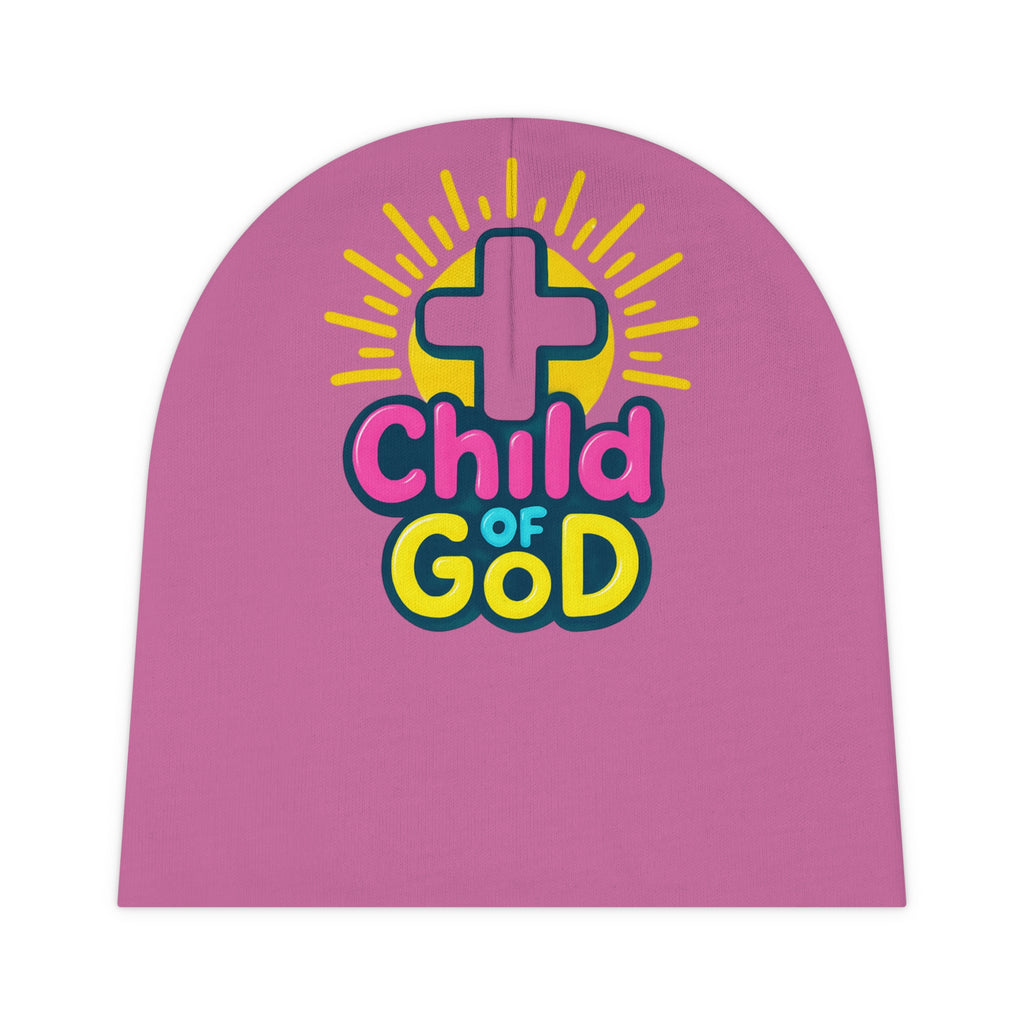 Child of God Baby Beanie — Christian Infant Hat with Cross Design-PINK-one size