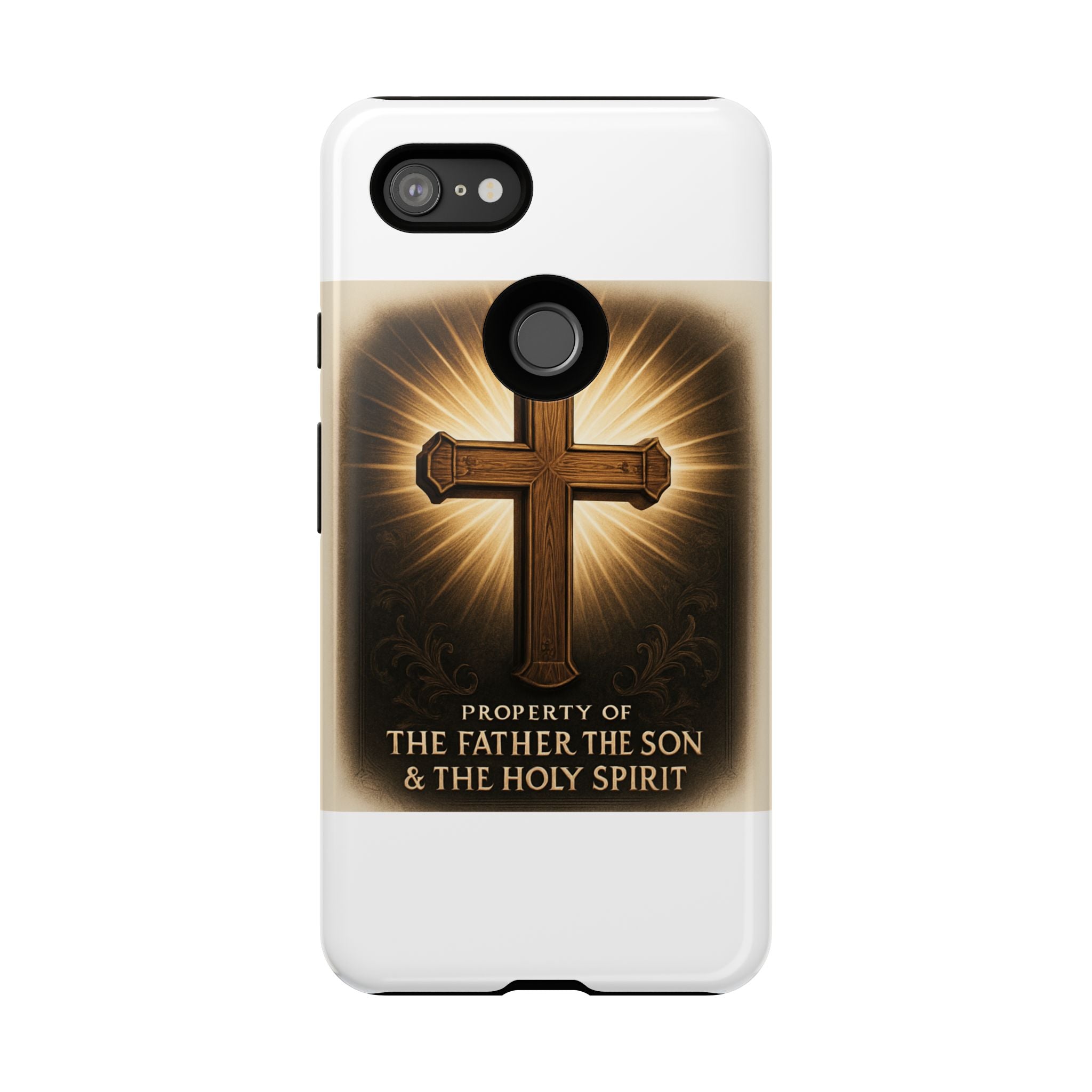 Christian Cross Phone Case — "Property of The Father, The Son & The Holy Spirit"