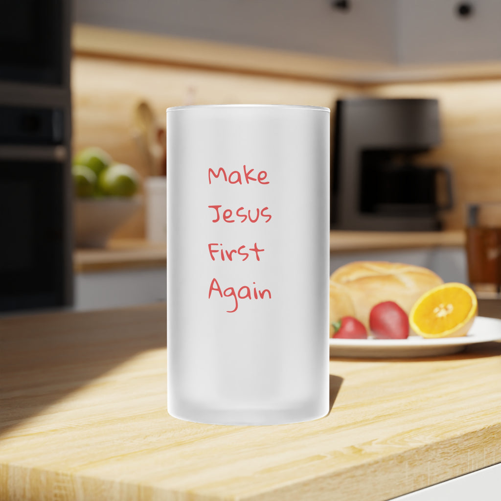 Frosted Beer Mug 16oz.— "Make Jesus First Again" Christian Drinkware
