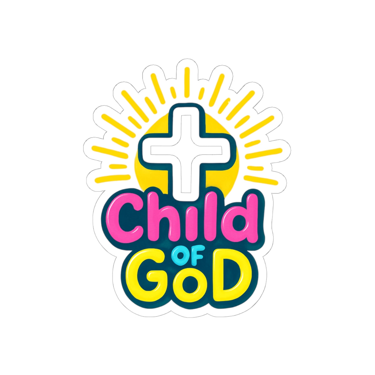 Child of God Faith Sticker — Colorful Cross Christian Kiss-Cut Sticker