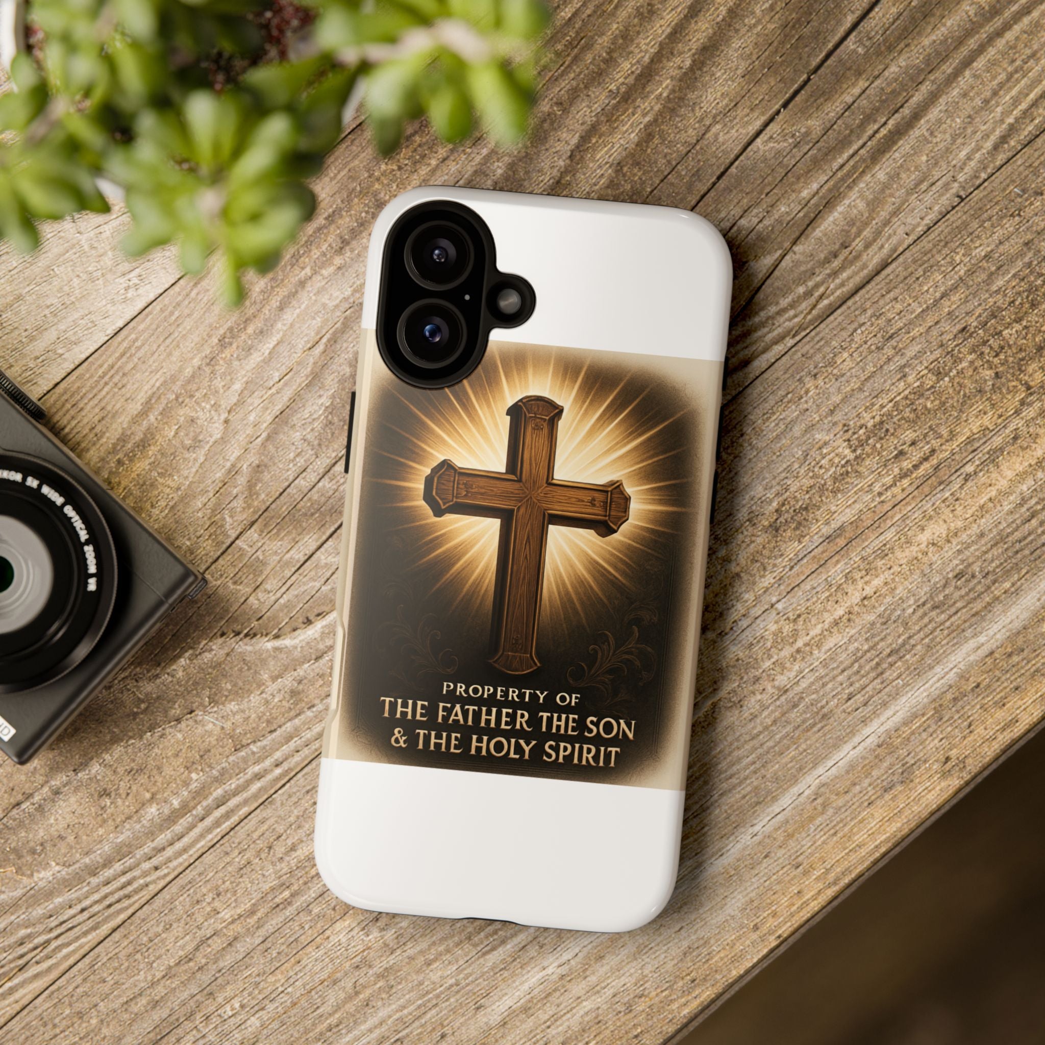 Christian Cross Phone Case — "Property of The Father, The Son & The Holy Spirit"