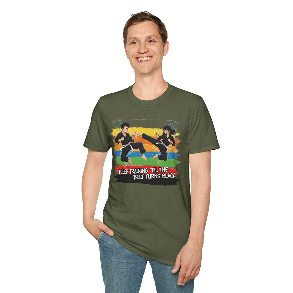 Adult "Keep Training 'Til The Belt Turns Black" Graphic Tee
