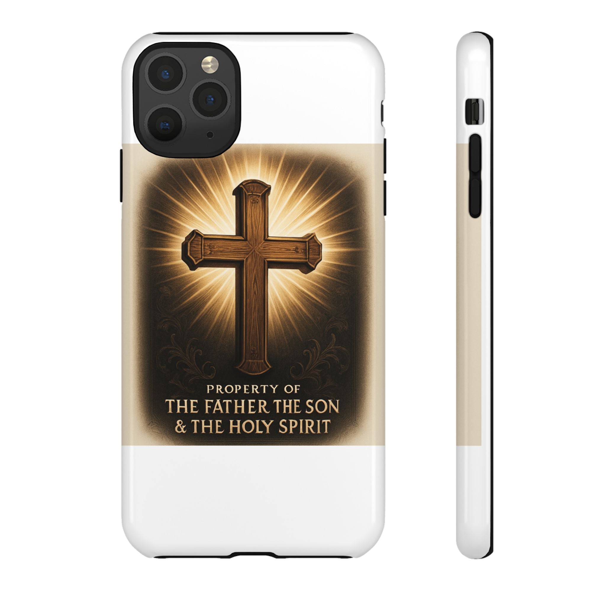 Christian Cross Phone Case — "Property of The Father, The Son & The Holy Spirit"