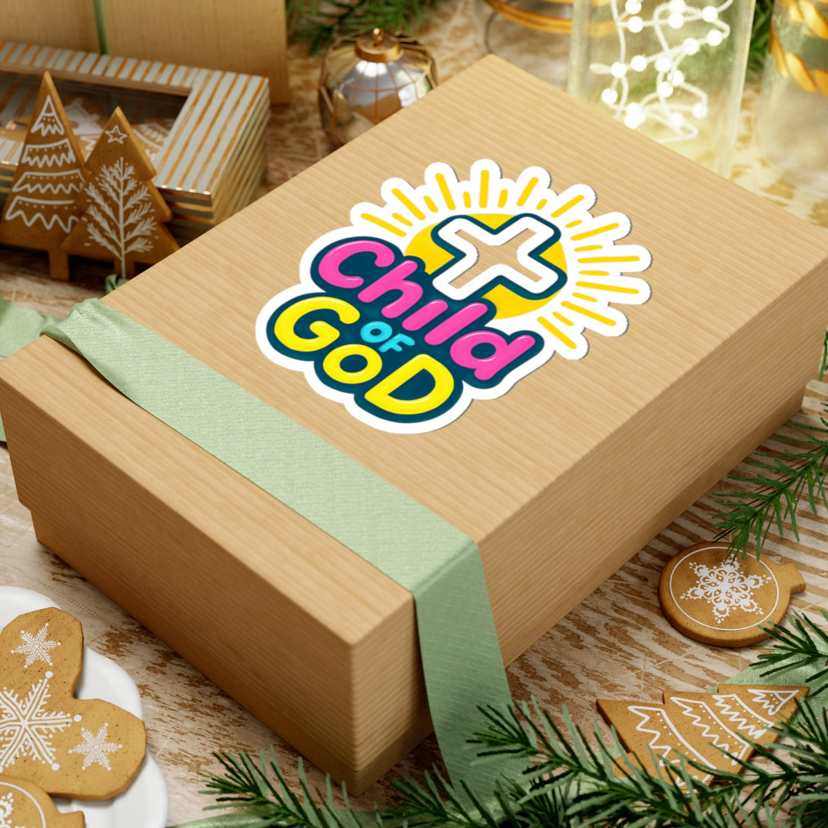 Child of God Faith Sticker — Colorful Cross Christian Kiss-Cut Sticker