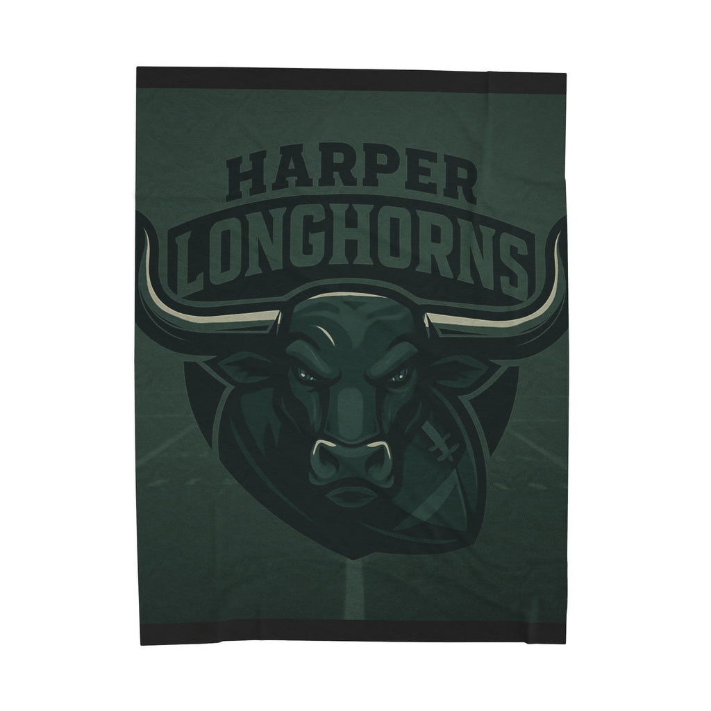 Harper Longhorns Plush Blanket – Cozy Team Spirit Throw for Fans-Black